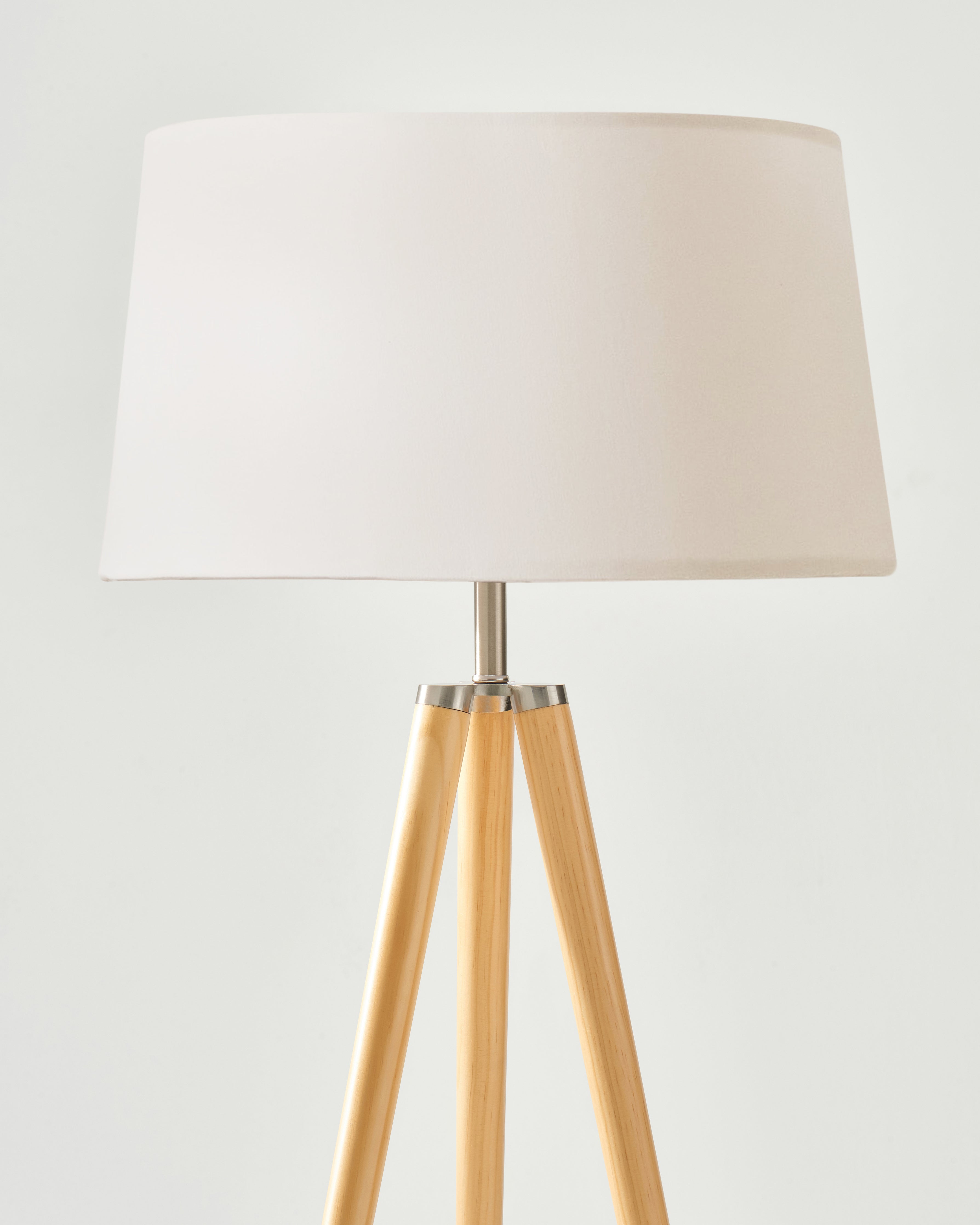 Elliot Floor Lamp | Minimalist Tripod Design, Natural Wood Base