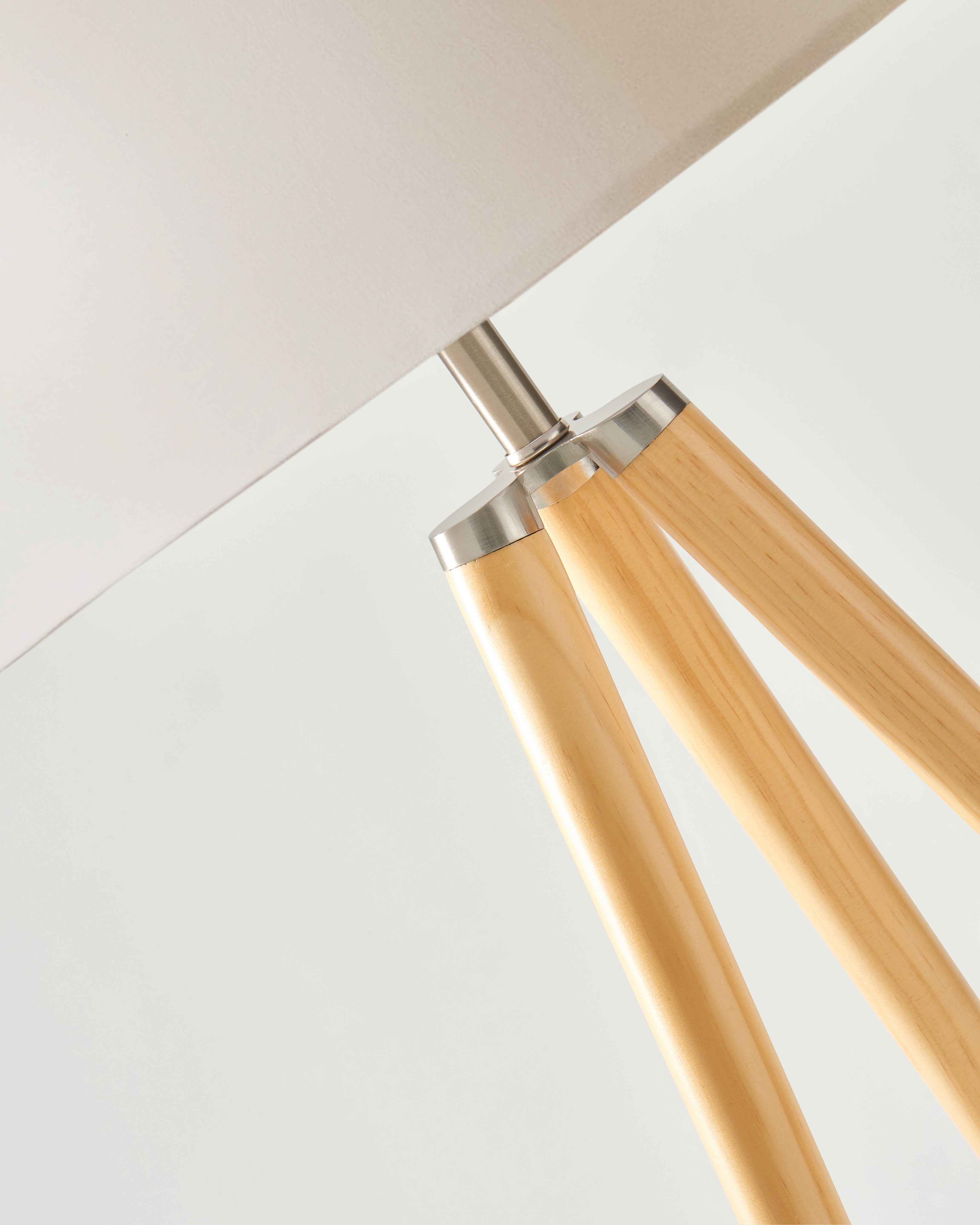 Elliot Floor Lamp | Minimalist Tripod Design, Natural Wood Base
