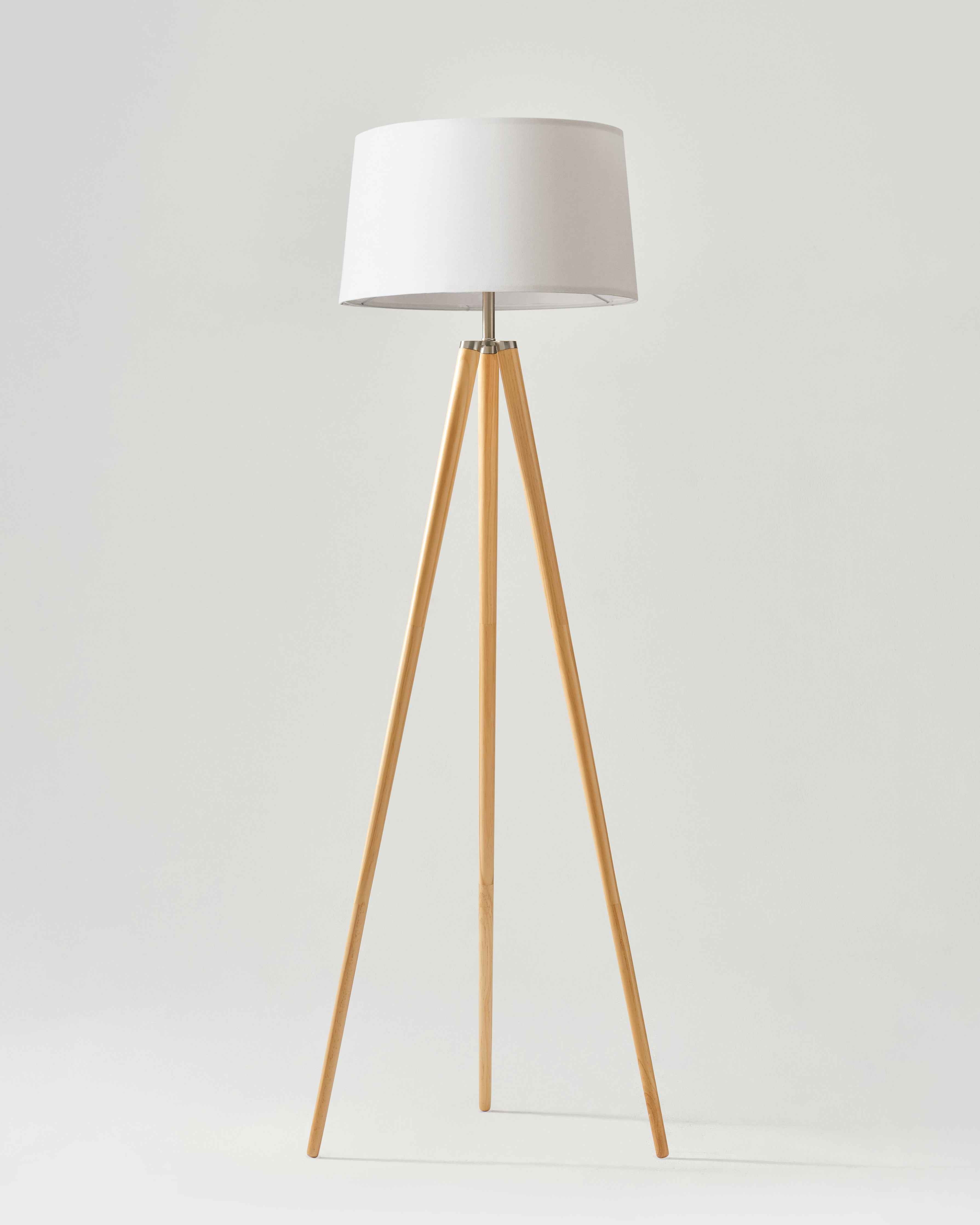 Elliot Floor Lamp | Minimalist Tripod Design, Natural Wood Base