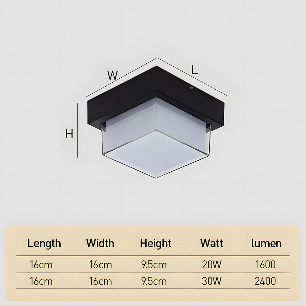 Bela Outdoor LED Ceiling Light | IP68 Waterproof, Modern Black Finish