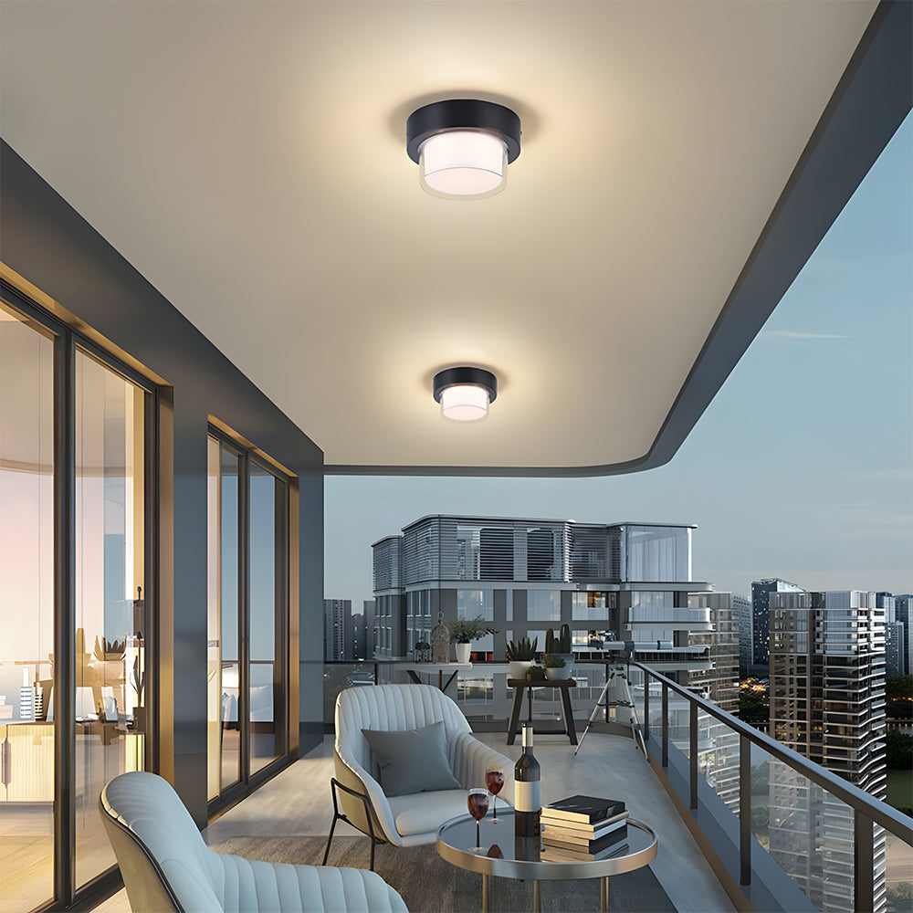 Bela Outdoor LED Ceiling Light | IP68 Waterproof, Modern Black Finish
