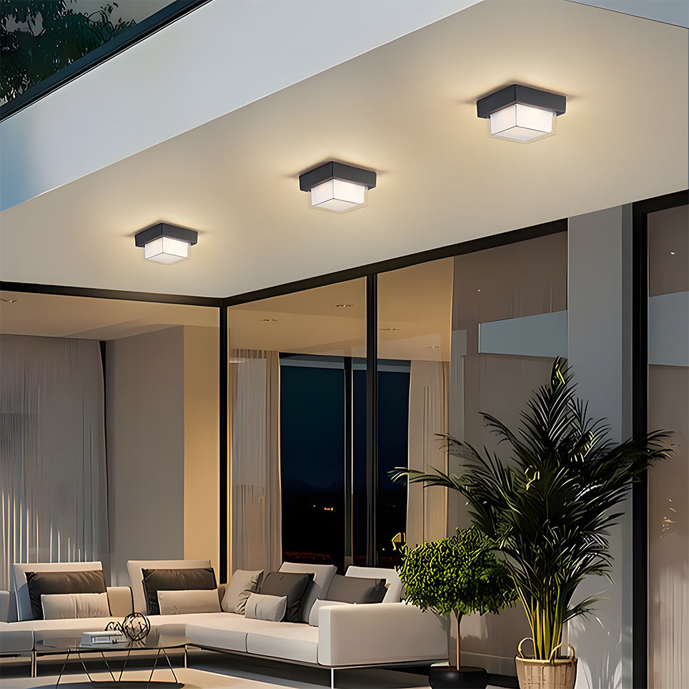 Bela Outdoor LED Ceiling Light | IP68 Waterproof, Modern Black Finish