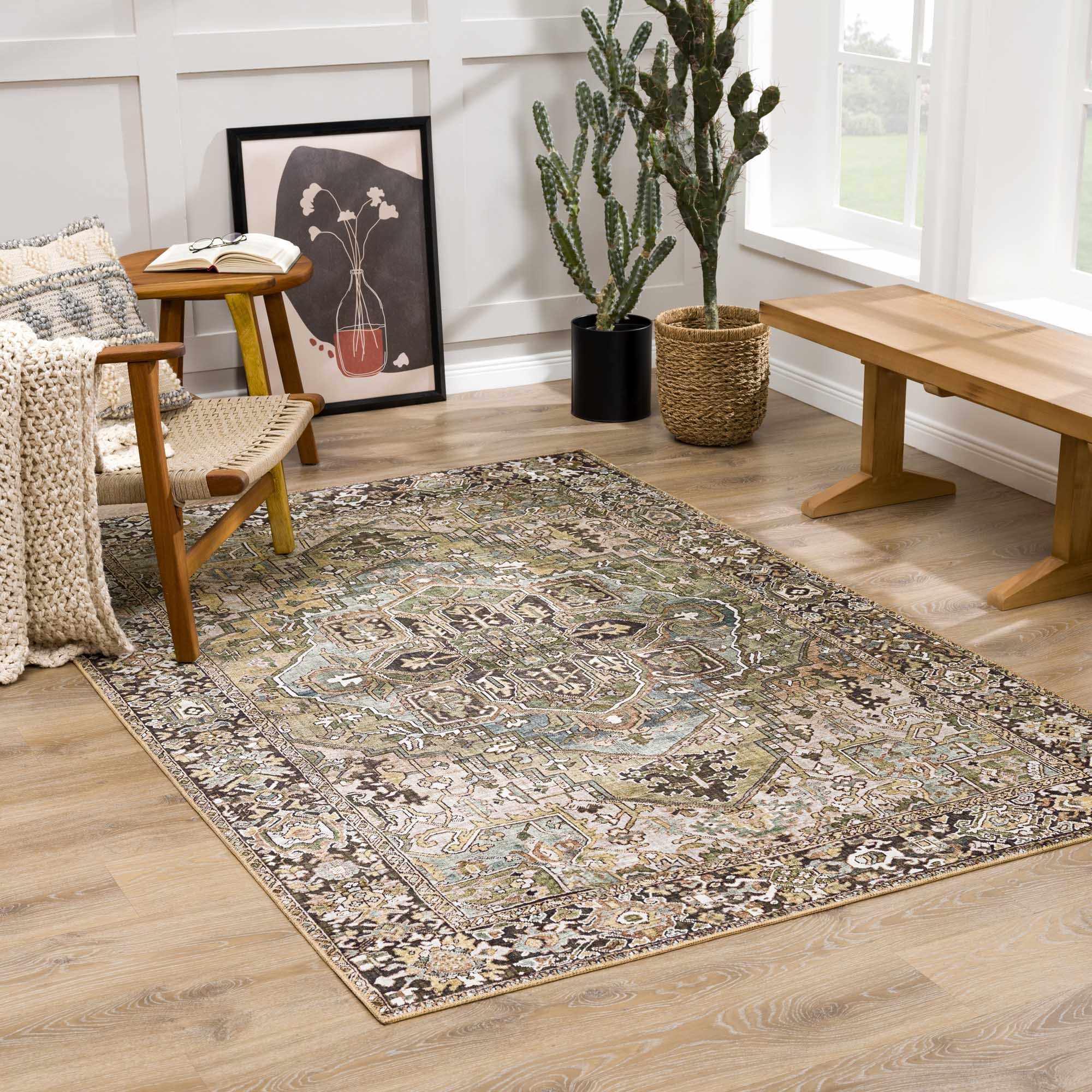 Navi Sage Green Area Rug  Machine Woven  100% Polyester