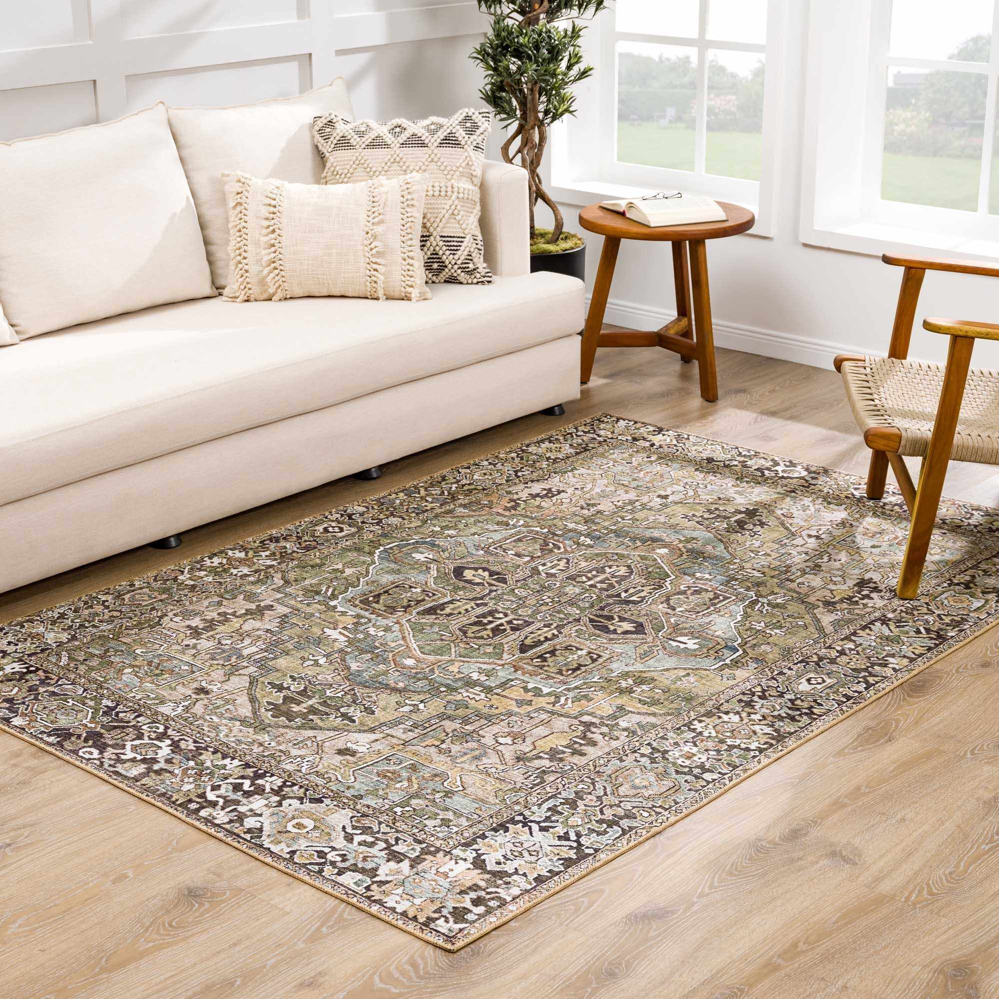 Navi Sage Green Area Rug  Machine Woven  100% Polyester