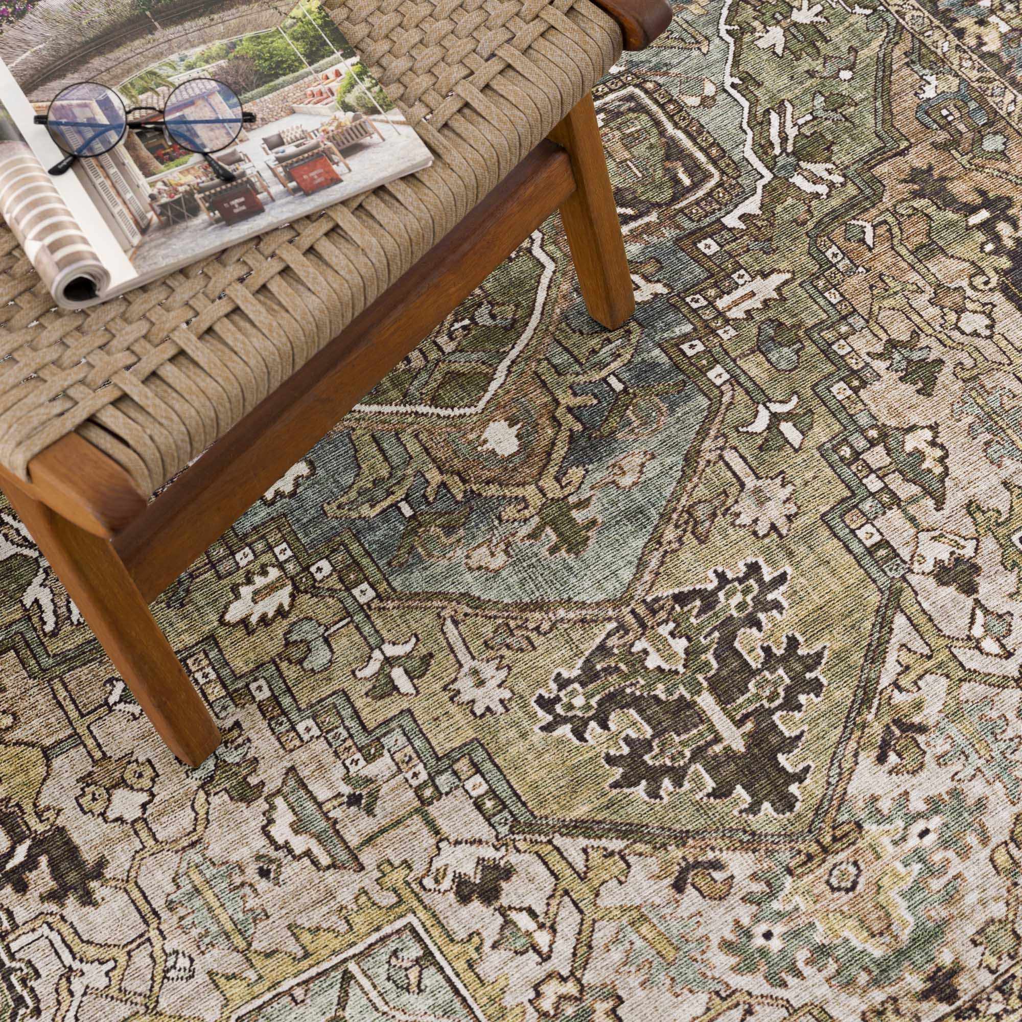 Navi Sage Green Area Rug  Machine Woven  100% Polyester