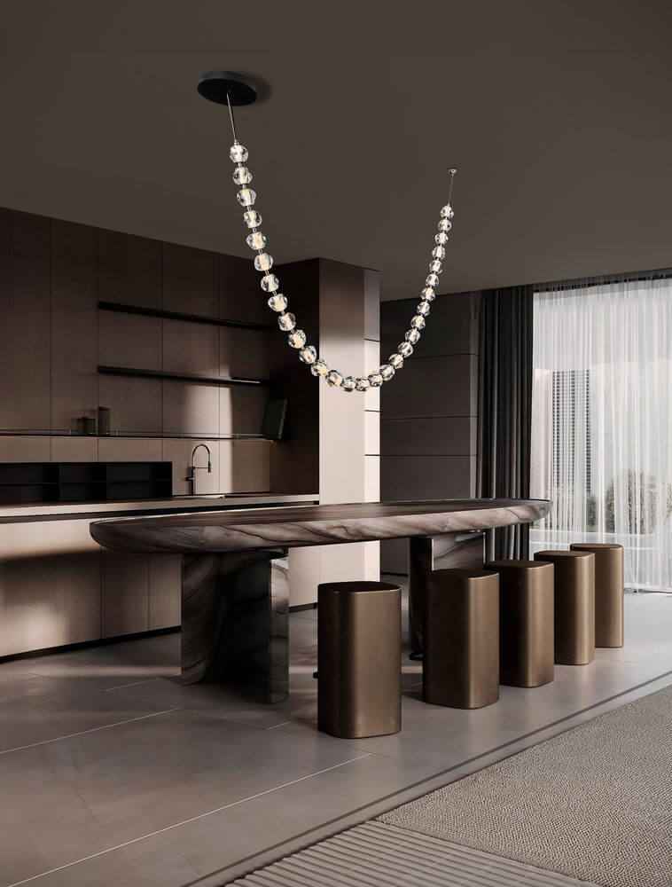 Belo LED Ceiling Light | 29-Bulb, Dimmable 3000K Black & Chrome