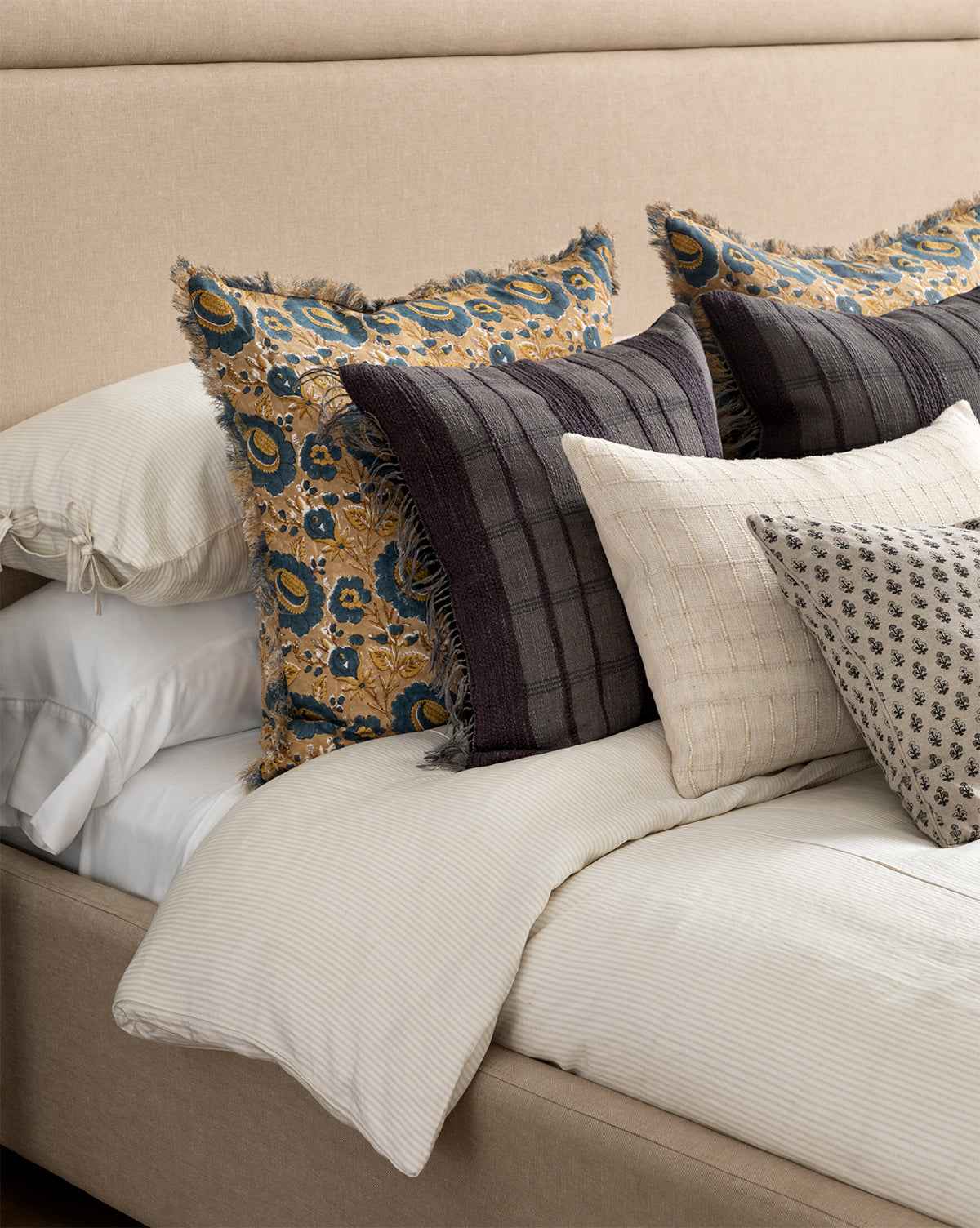 Elysian Striped Duvet Cover  Cream & Oatmeal Palette