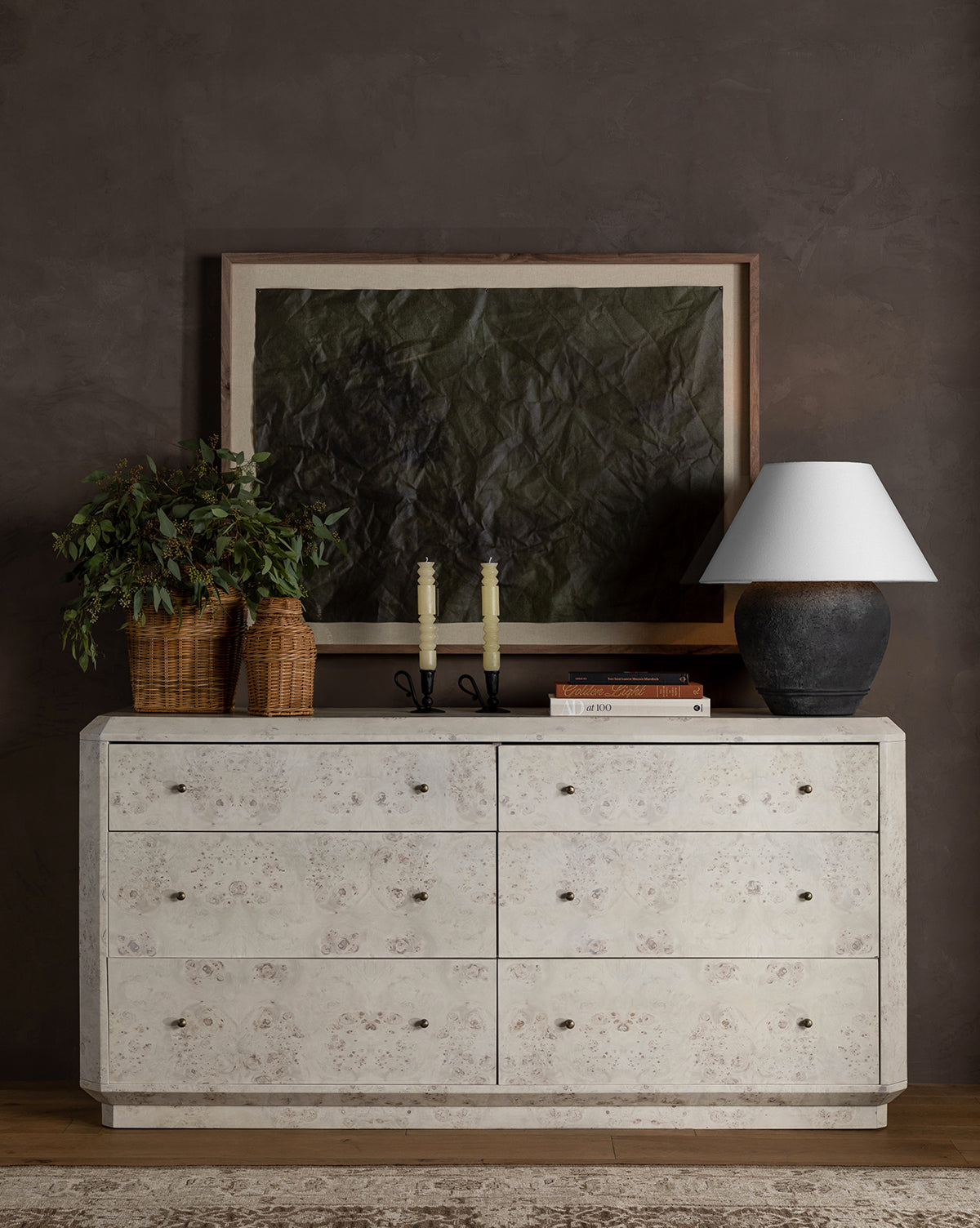 Bela Dresser Burl Wood  Light & Dark Finishes
