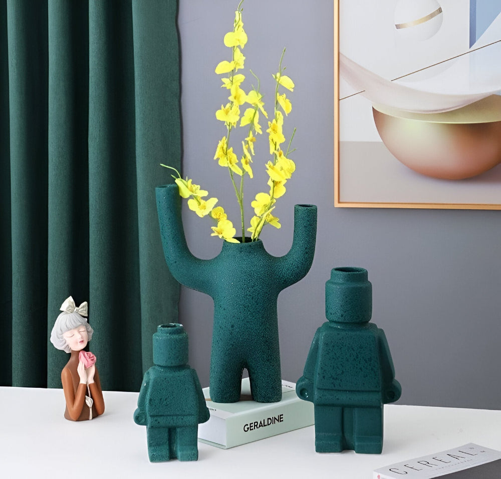 Brix Robot Plantenpot | Duurzaam Hars, Compact Ontwerp