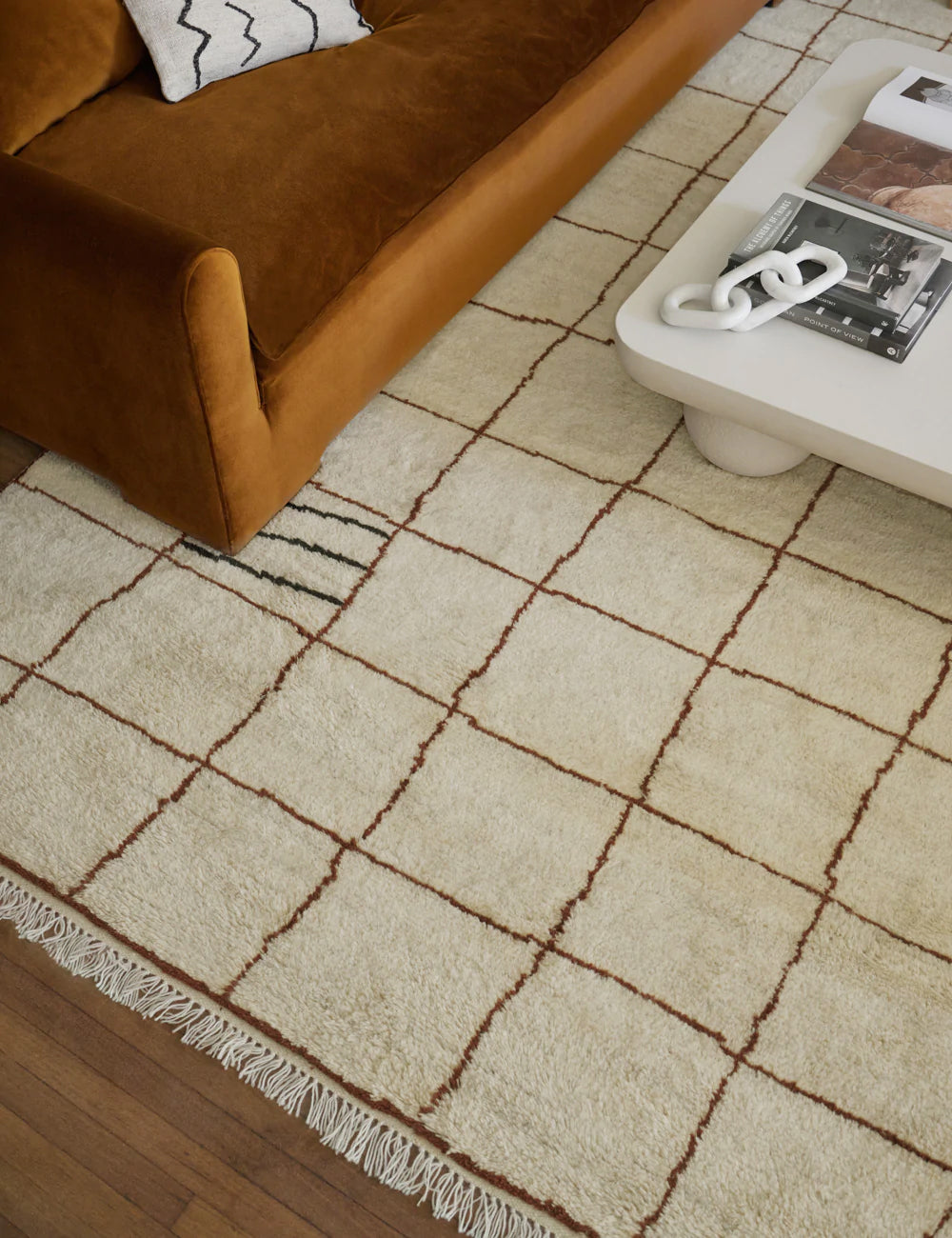 Bask Irregular Grid Wool Rug | Hand-Knotted, Geometric Accents
