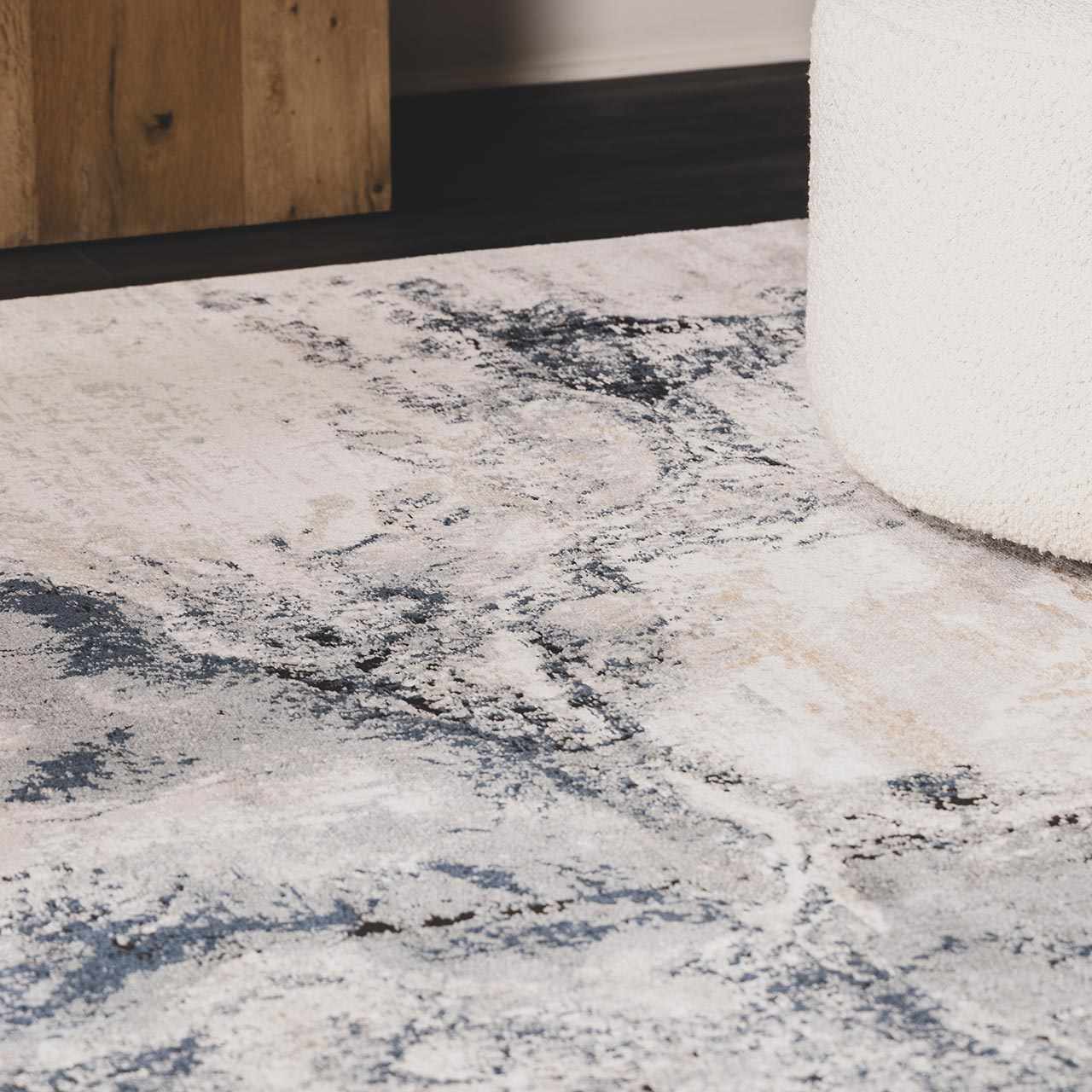 Blythe Dark Blue Marble Rug  Machine Woven, Medium Pile