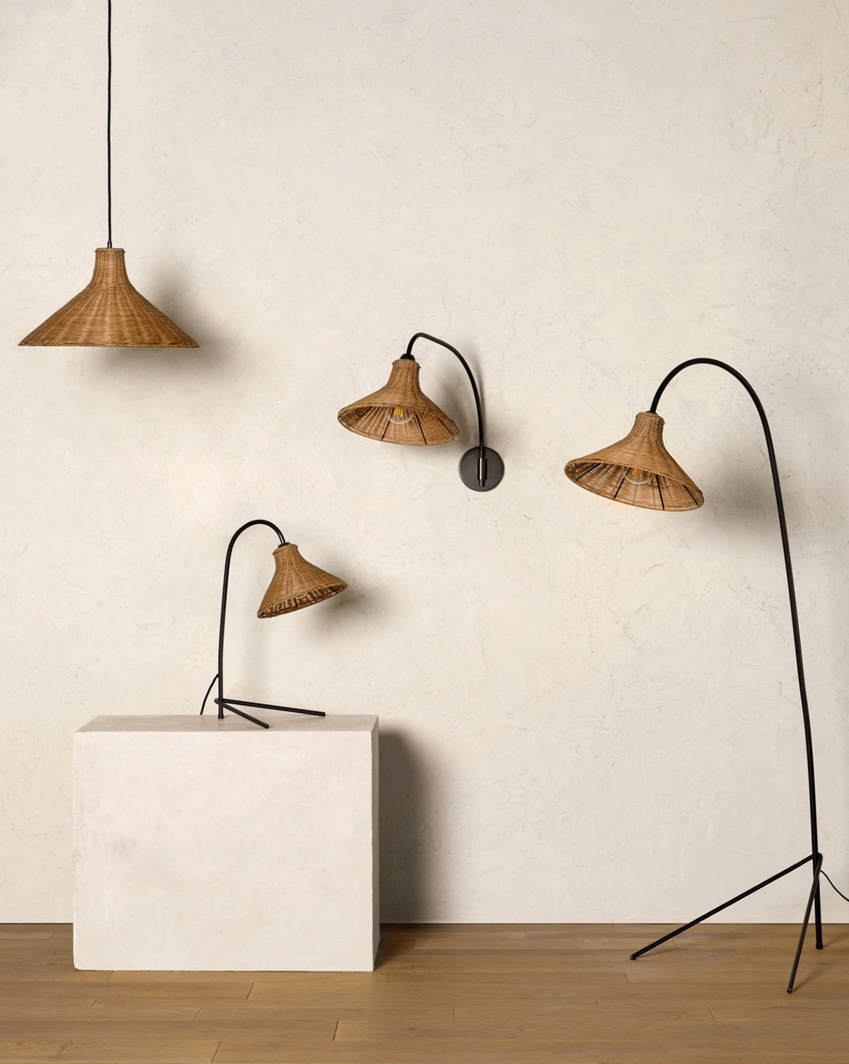 Bello Woven Sconce  Rattan Shade, Antique Bronze Finish