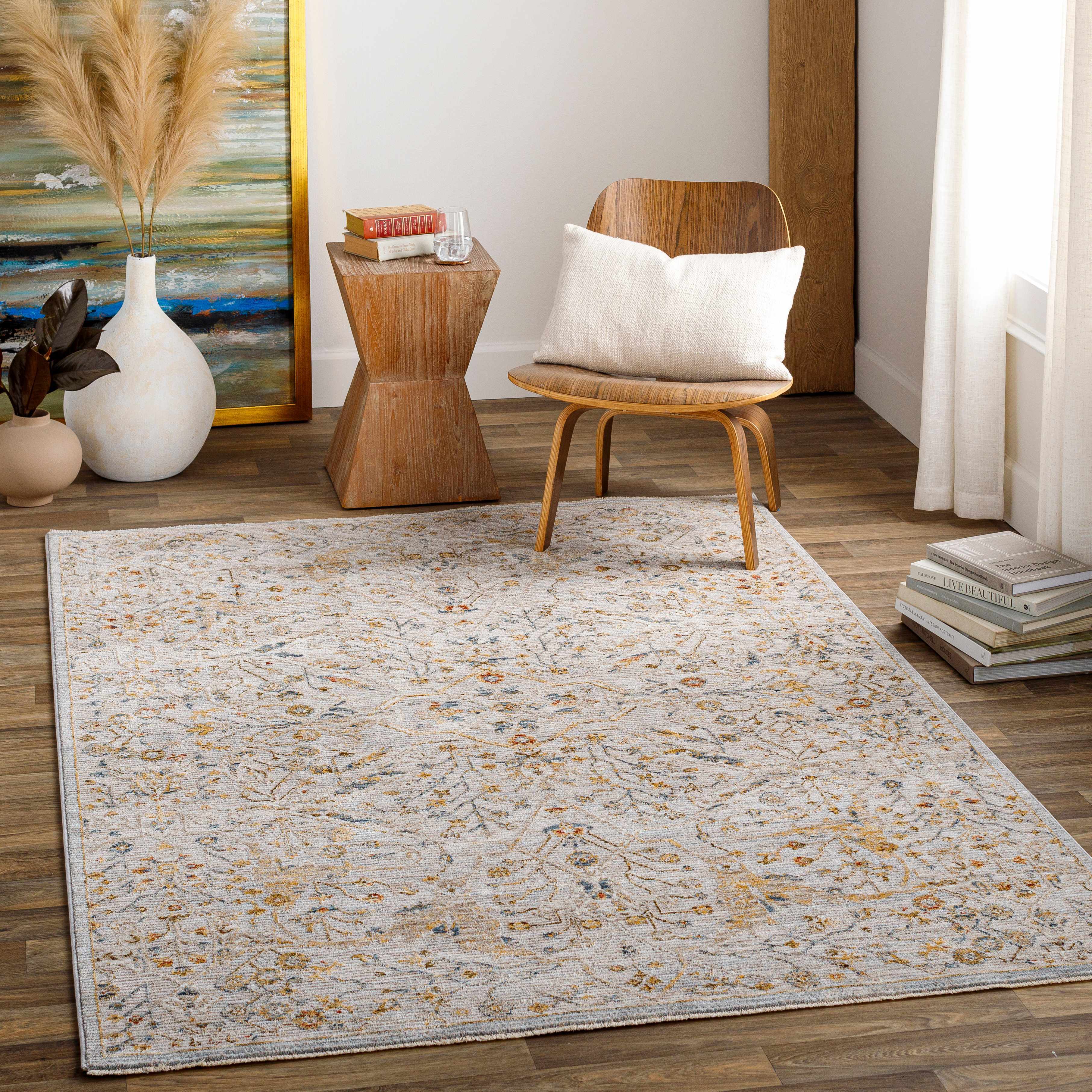 Bela Oushak Floral Rug  Machine Woven, Medium Pile, Made in Turkey