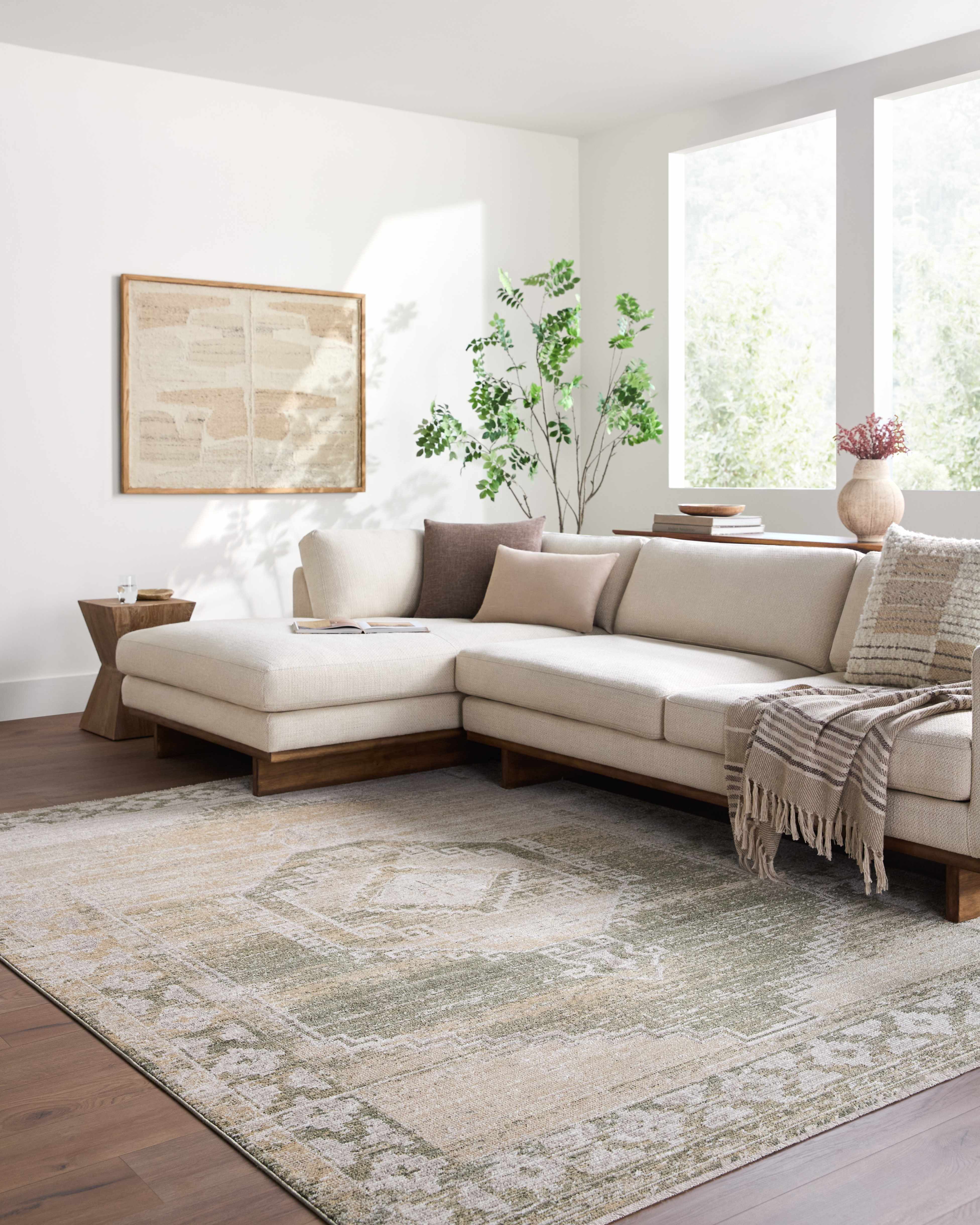 Kairo Area Rug  Machine Woven  Tan and Off White