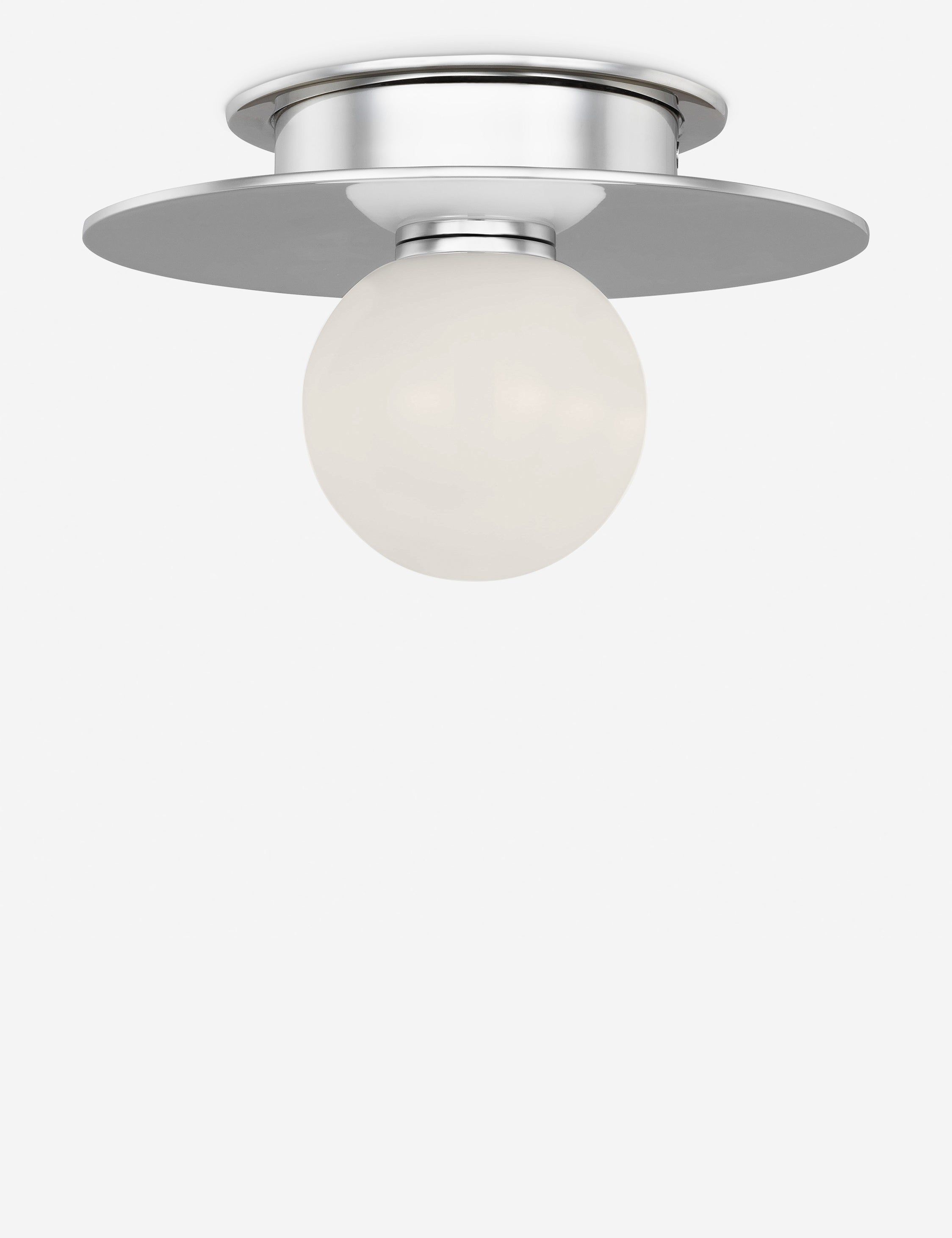 Natura Flush Mount Light | Milk Glass Globe, Curvilinear Design