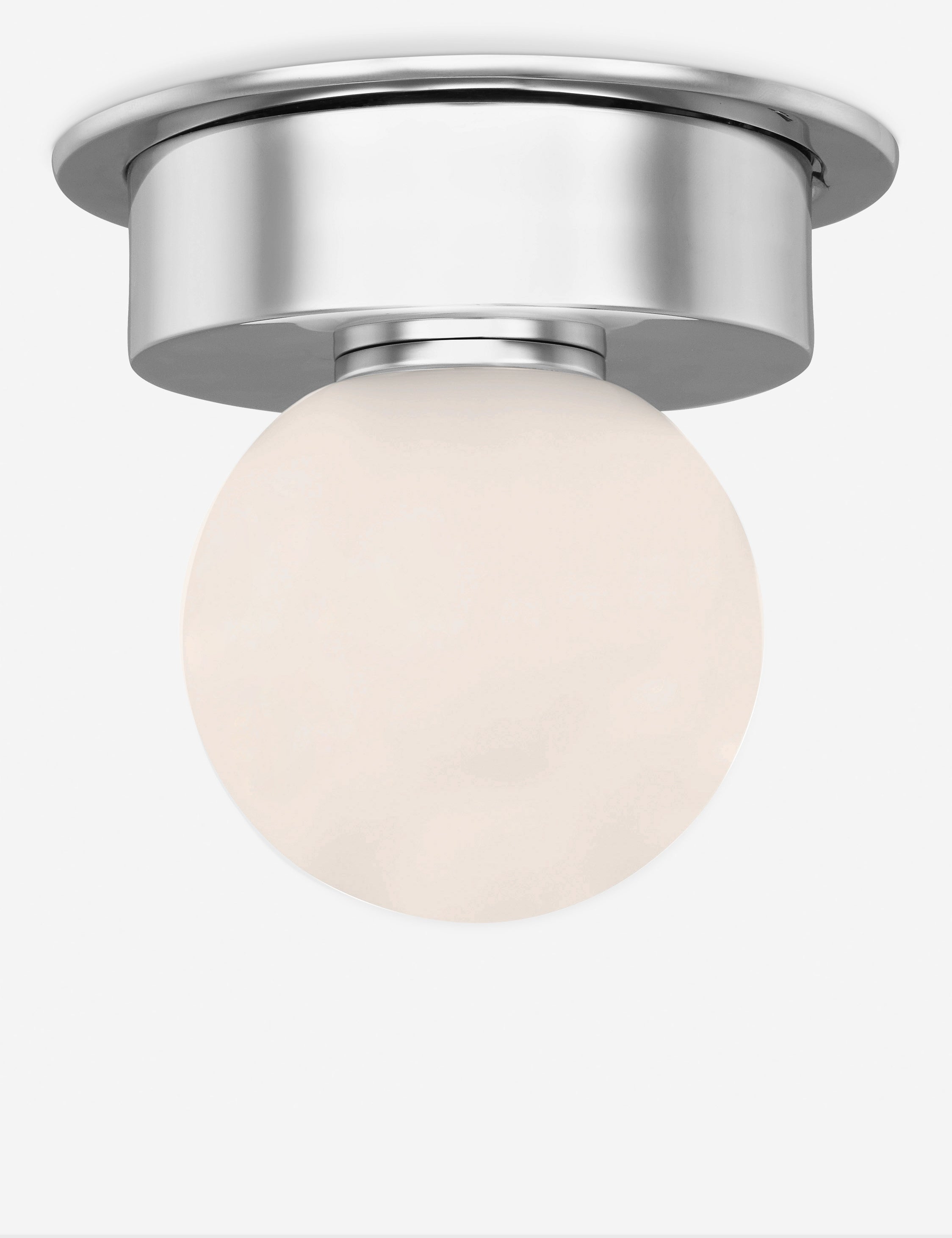 Natura Flush Mount Light | Milk Glass Globe, Curvilinear Design