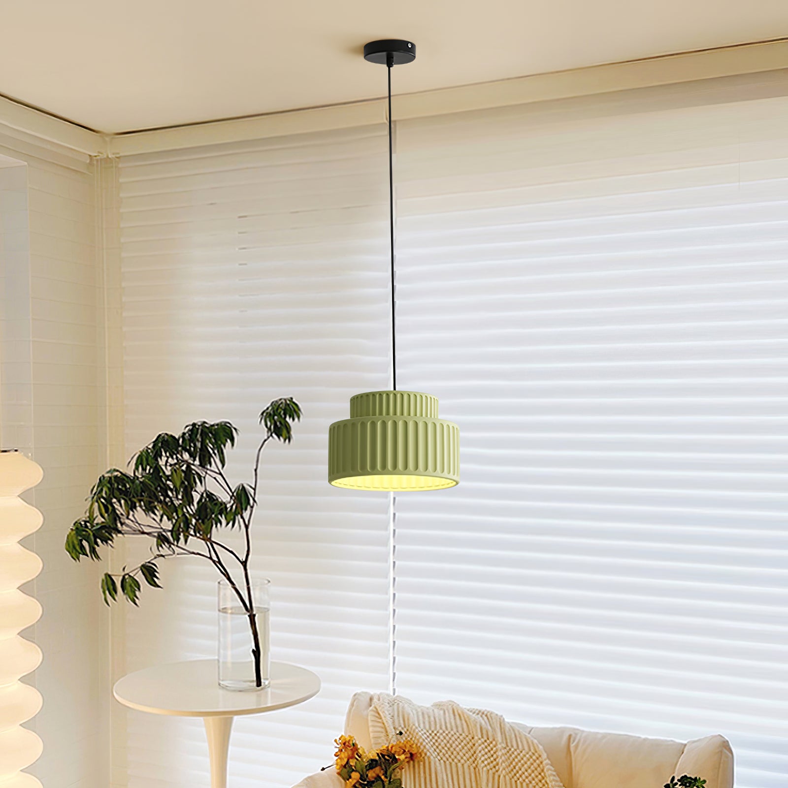 Aiko Pendant Lamp | Modern Classic Design, Pleated Resin Shade