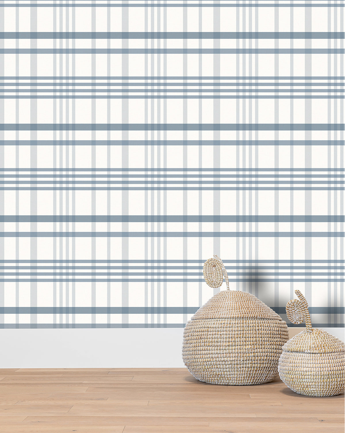 Ridge Plaid Wallpaper  Timeless Design in Blue or Taupe
