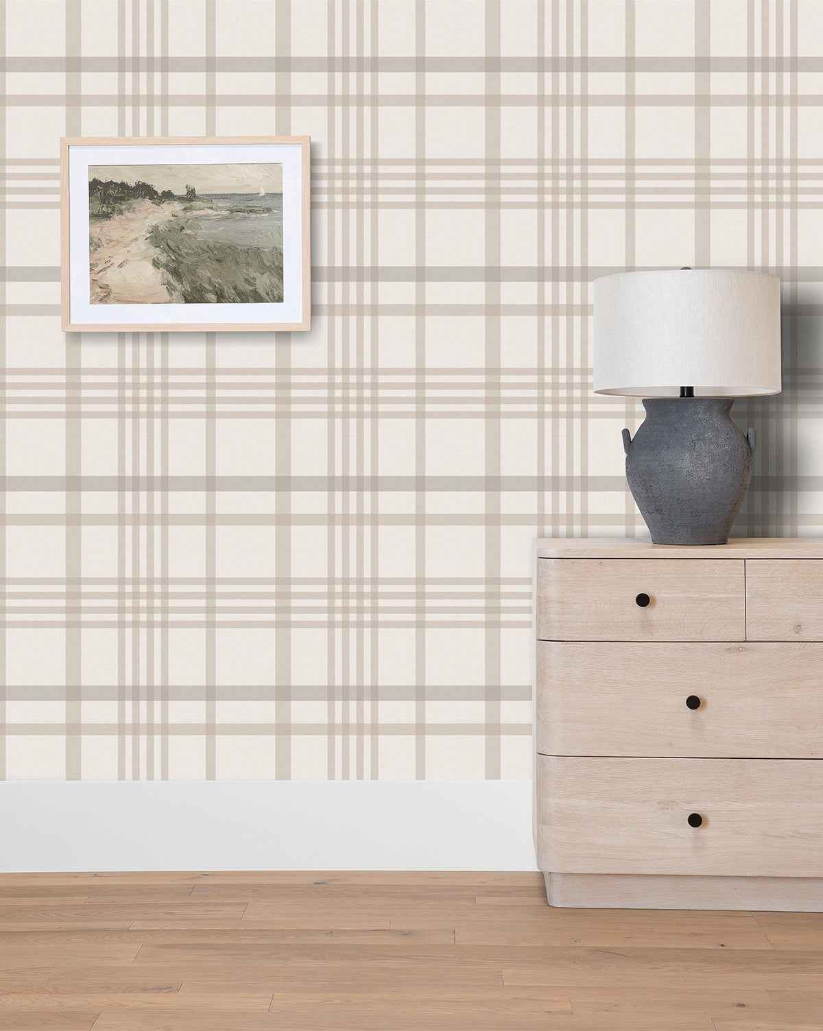 Ridge Plaid Wallpaper  Timeless Design in Blue or Taupe