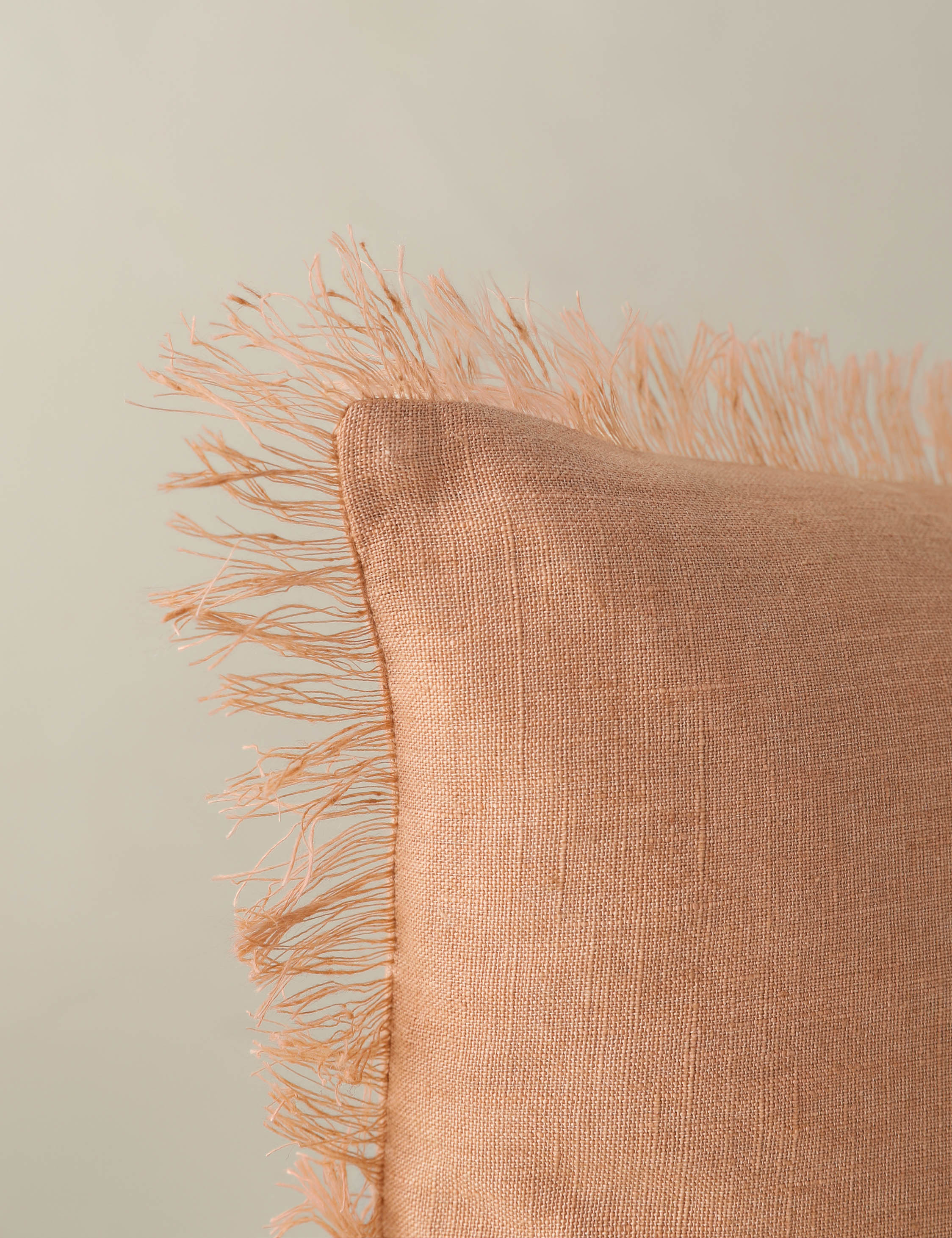 Kira Linen Pillow | Natural Fiber, Fringe Detail