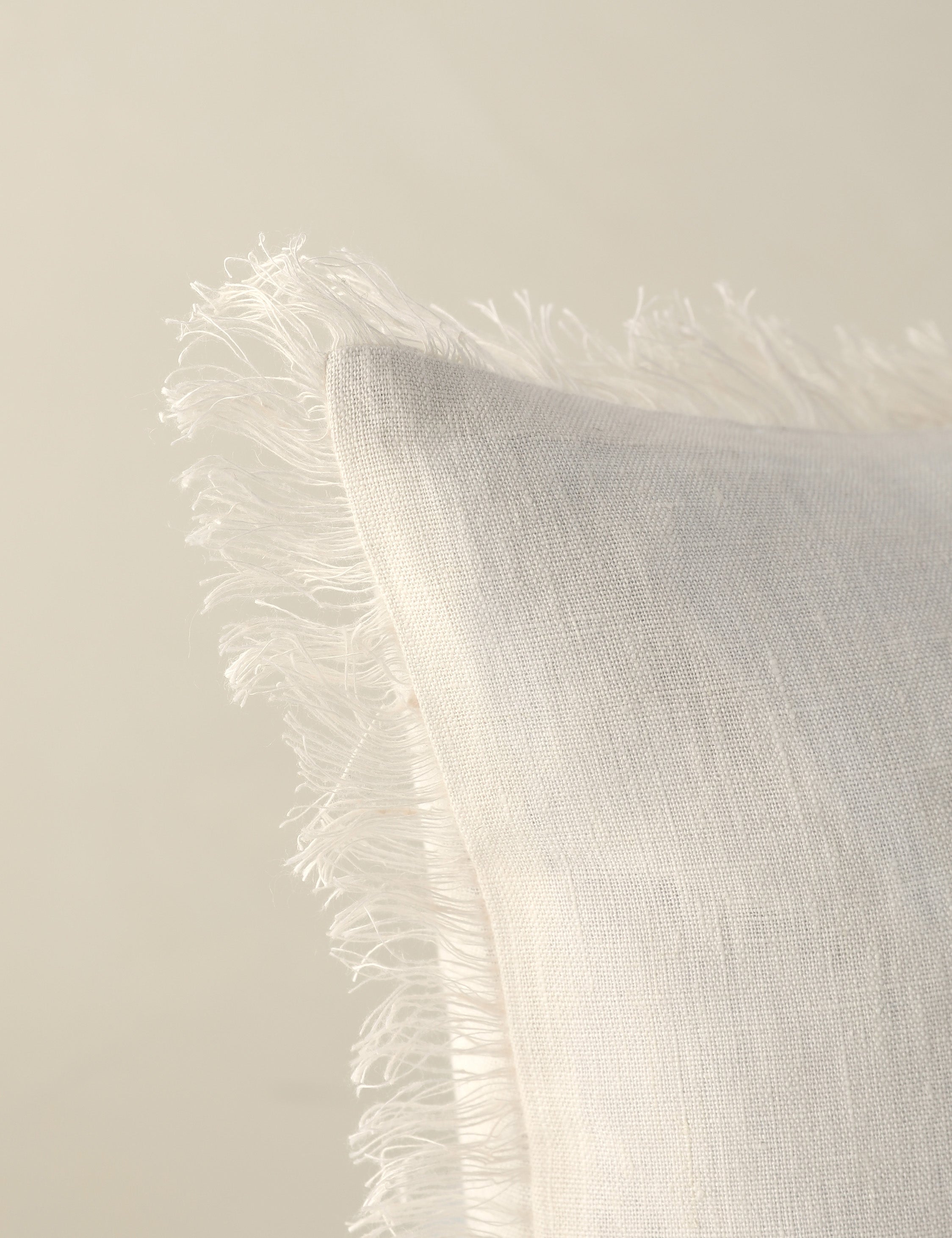 Kira Linen Pillow | Natural Fiber, Fringe Detail