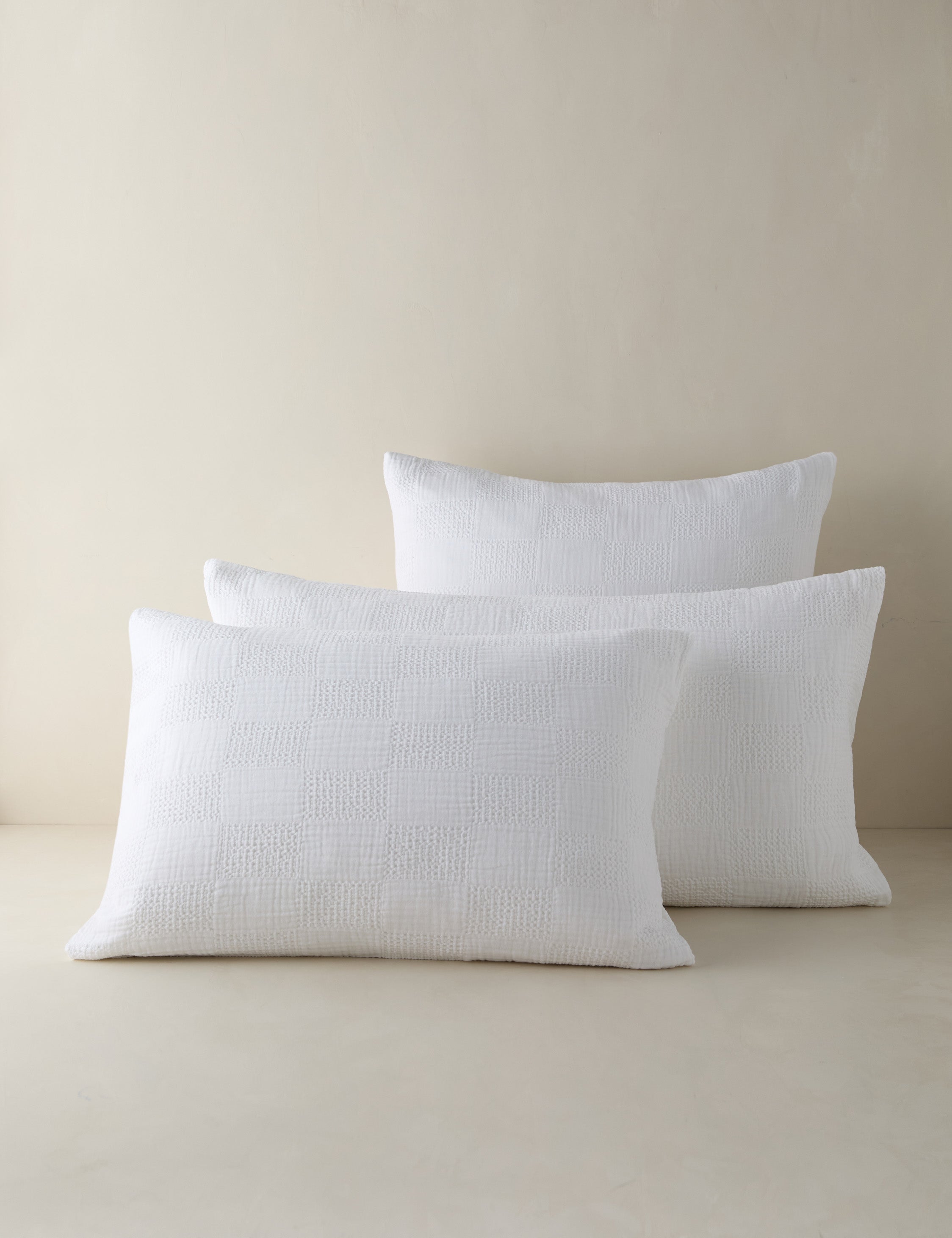 Kairo Textured Cotton Sham | Waffle Gauze Checkerboard Design