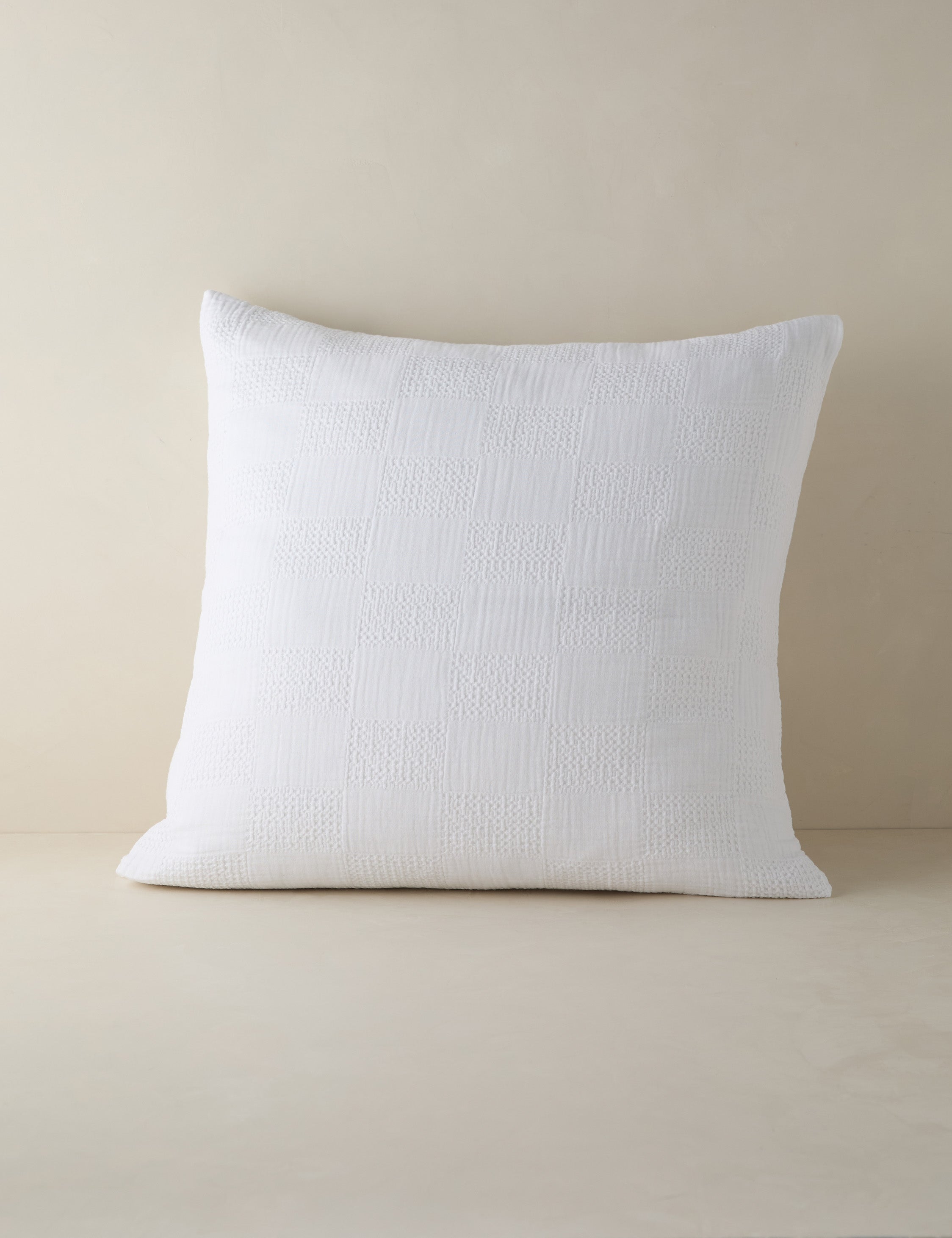 Kairo Textured Cotton Sham | Waffle Gauze Checkerboard Design