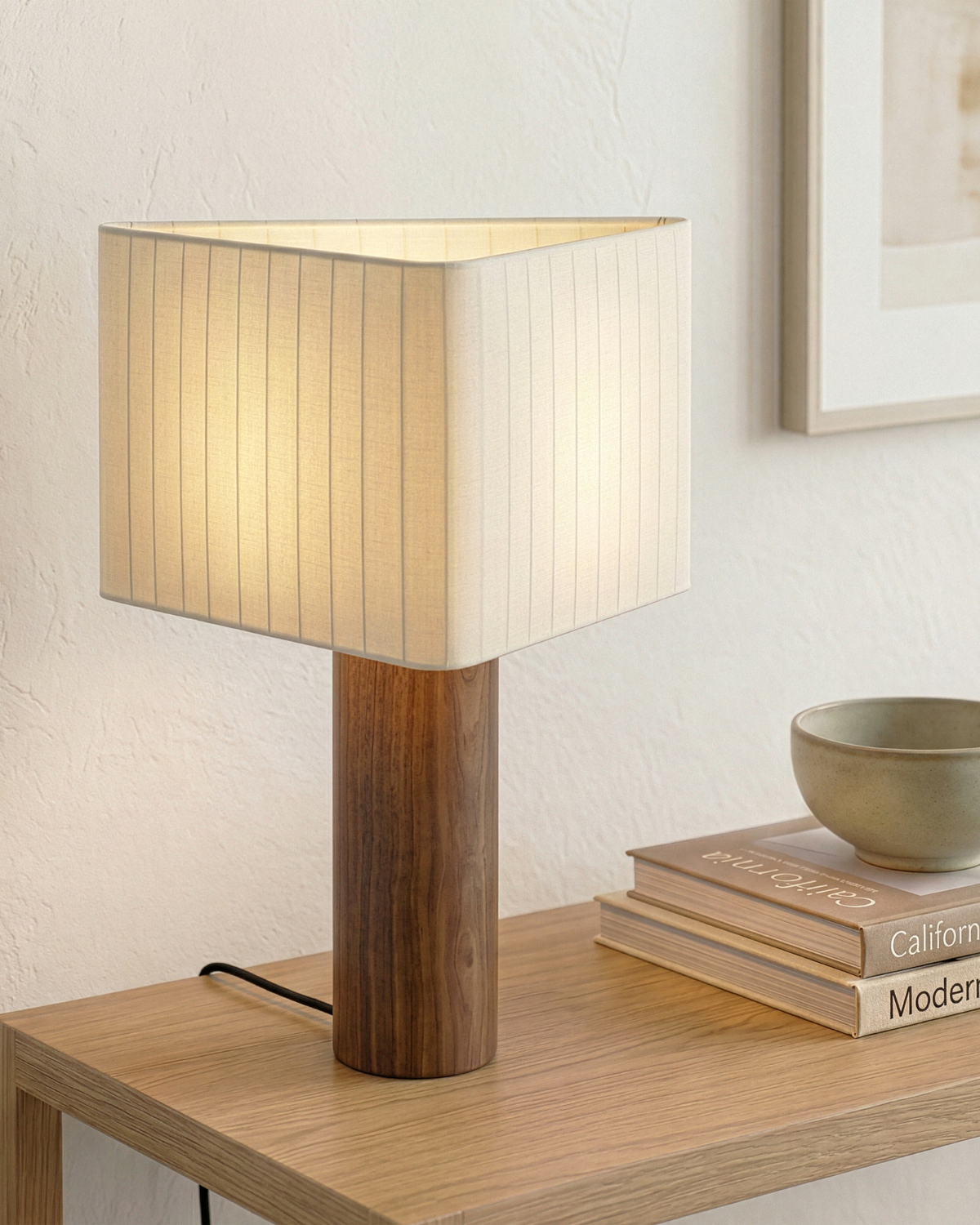 Koa Table Lamp | Koa Wood Base, Cotton Shade
