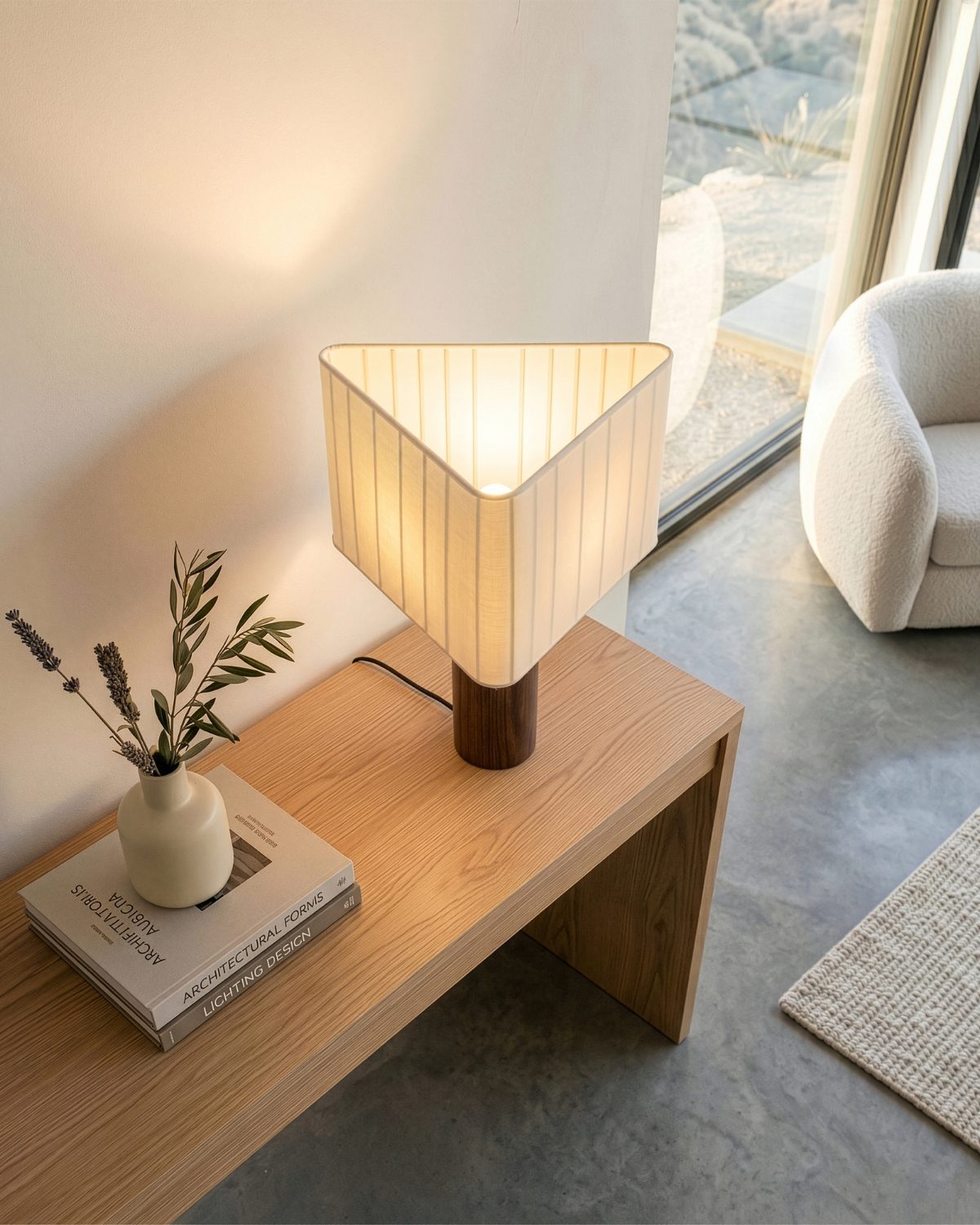 Koa Table Lamp | Koa Wood Base, Cotton Shade