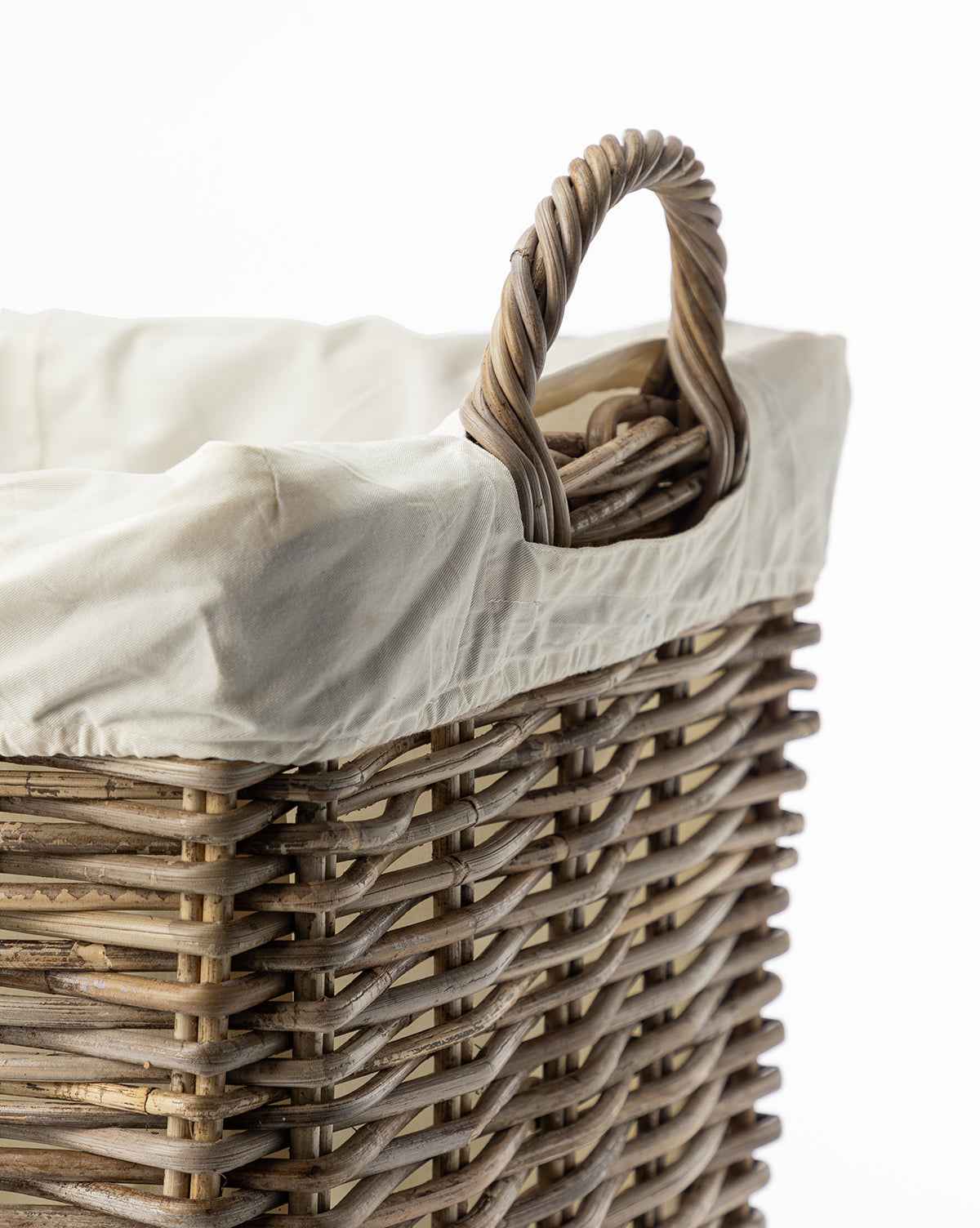 Kobo Wheeled Basket  Woven Rattan Design  Fabric Lined