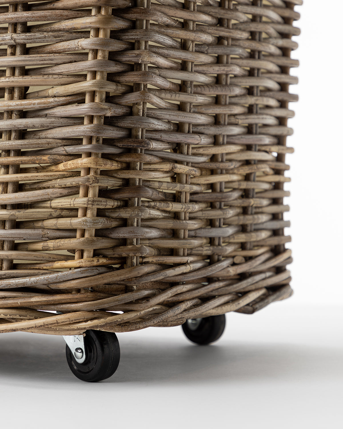 Kobo Wheeled Basket  Woven Rattan Design  Fabric Lined