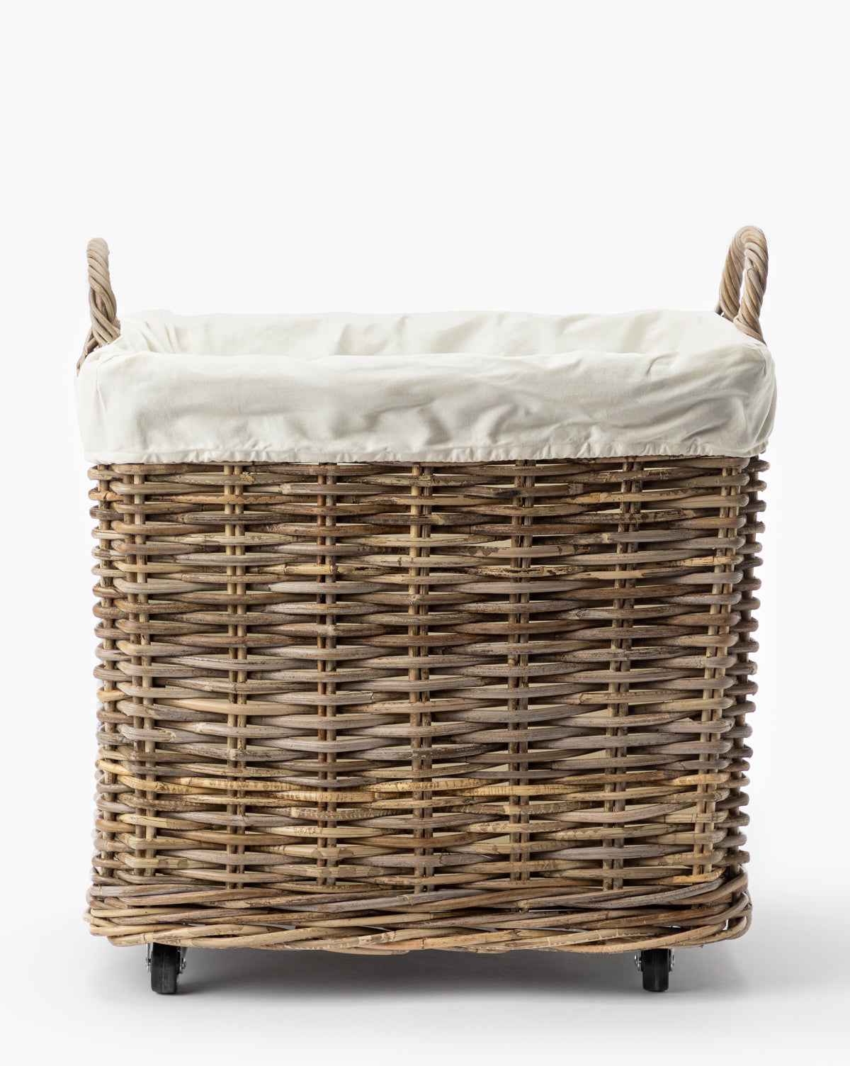 Kobo Wheeled Basket  Woven Rattan Design  Fabric Lined