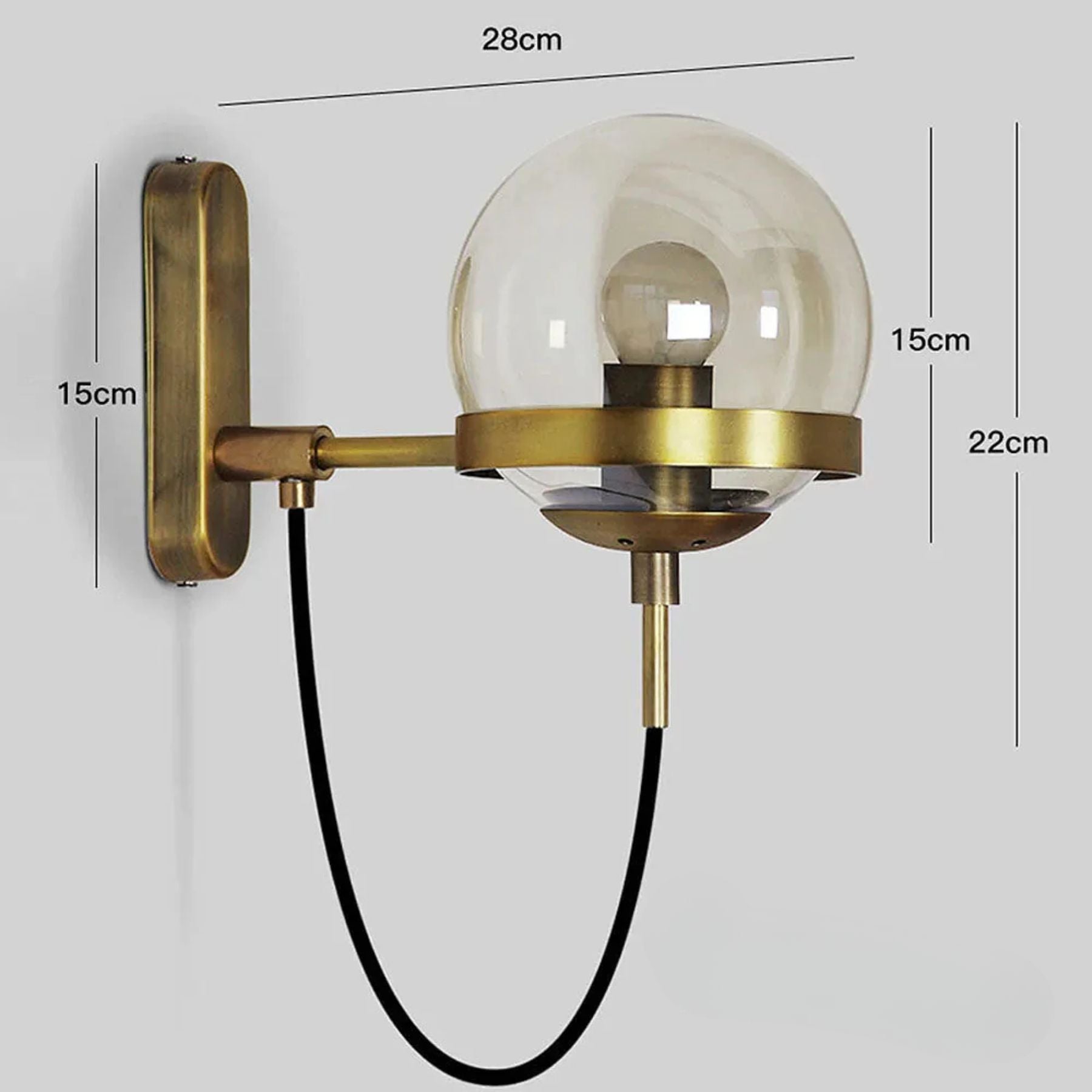 Bello Wandlamp | Retro Glazen Bol met Industrieel Ontwerp