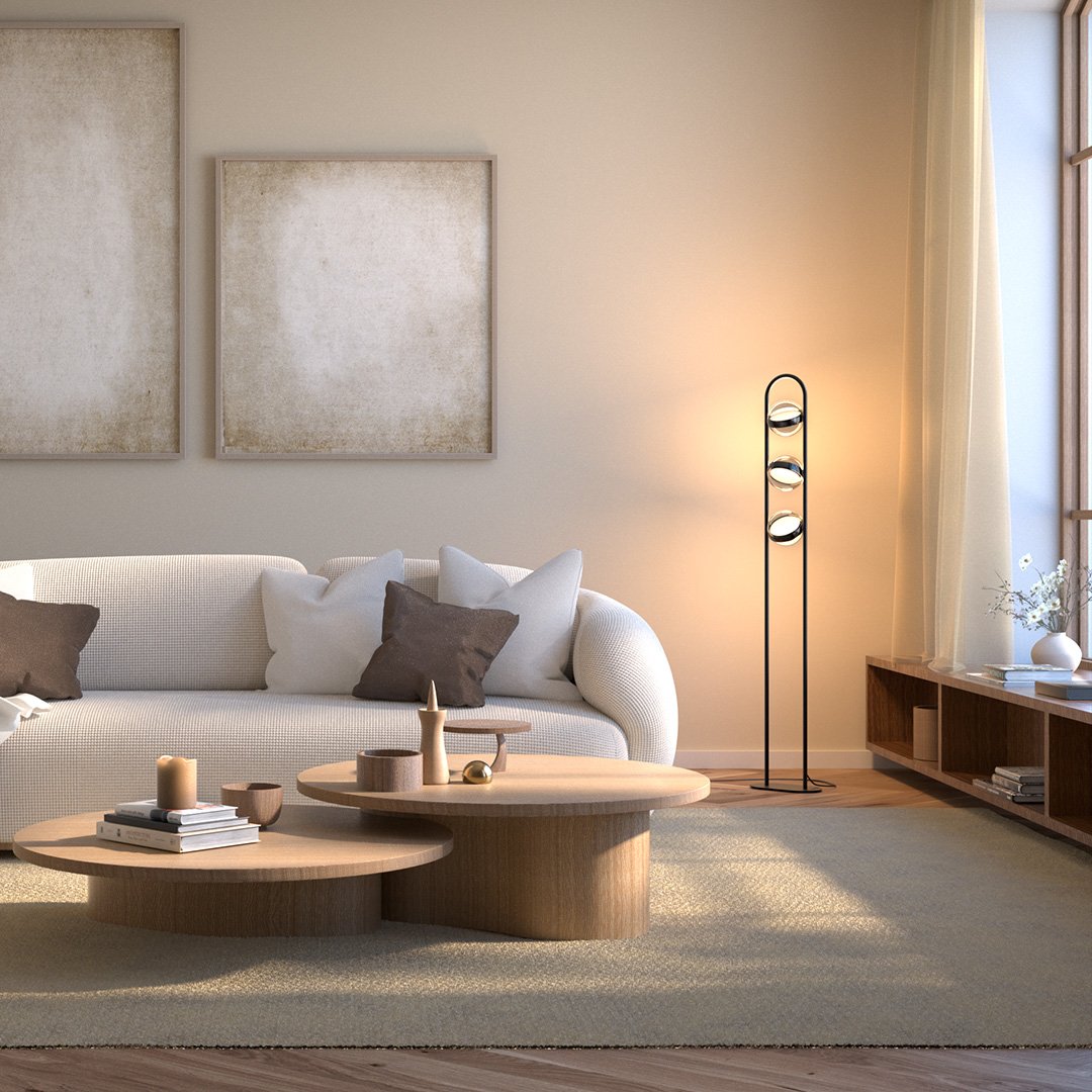 Viro LED Floor Lamp | Floating Glass Spheres, Dimming Function