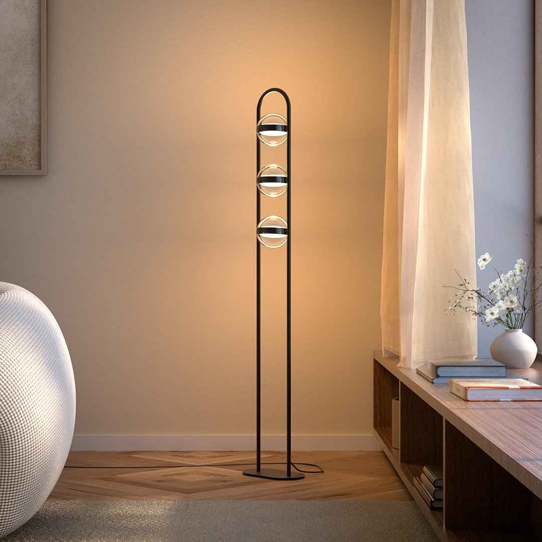 Viro LED Floor Lamp | Floating Glass Spheres, Dimming Function