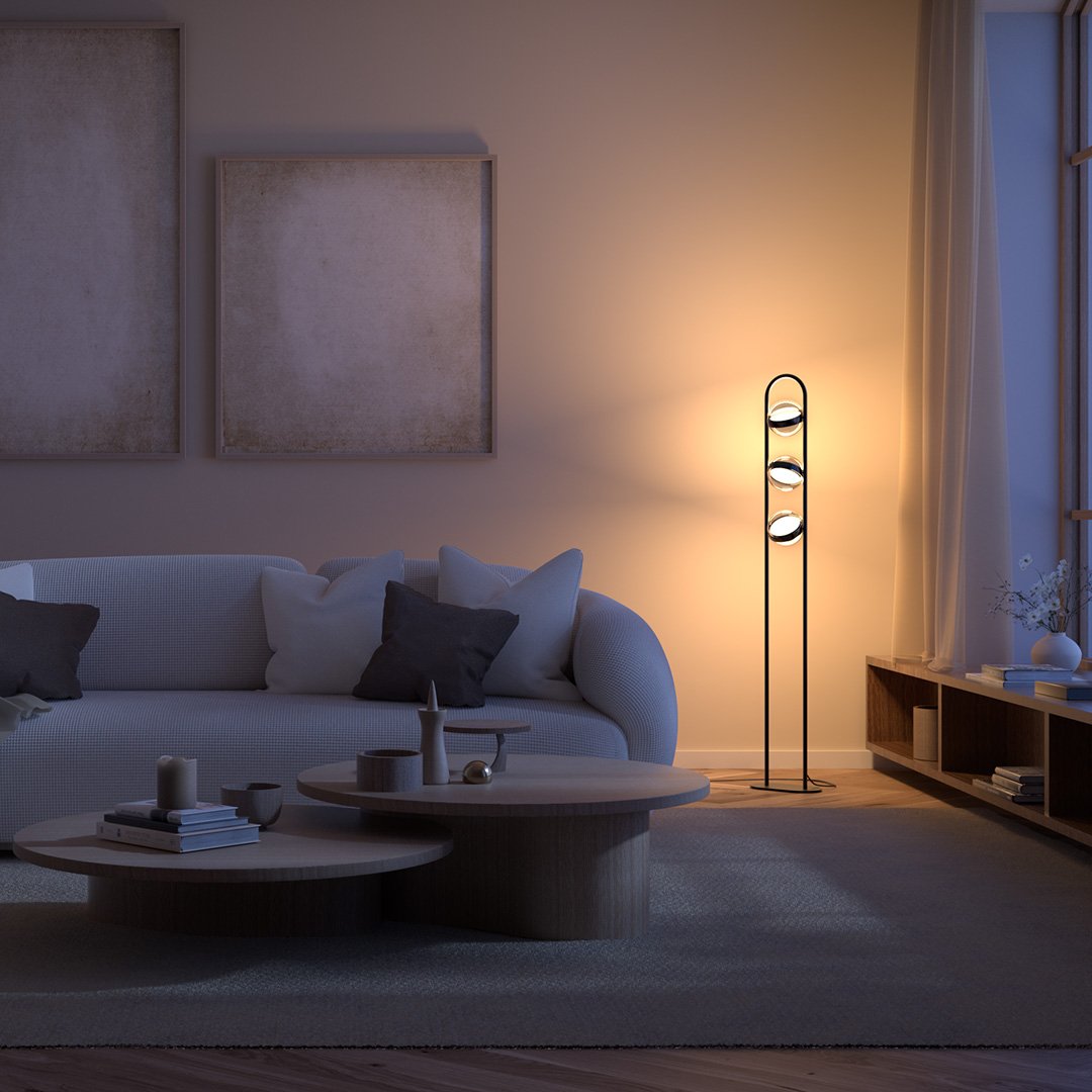Viro LED Floor Lamp | Floating Glass Spheres, Dimming Function