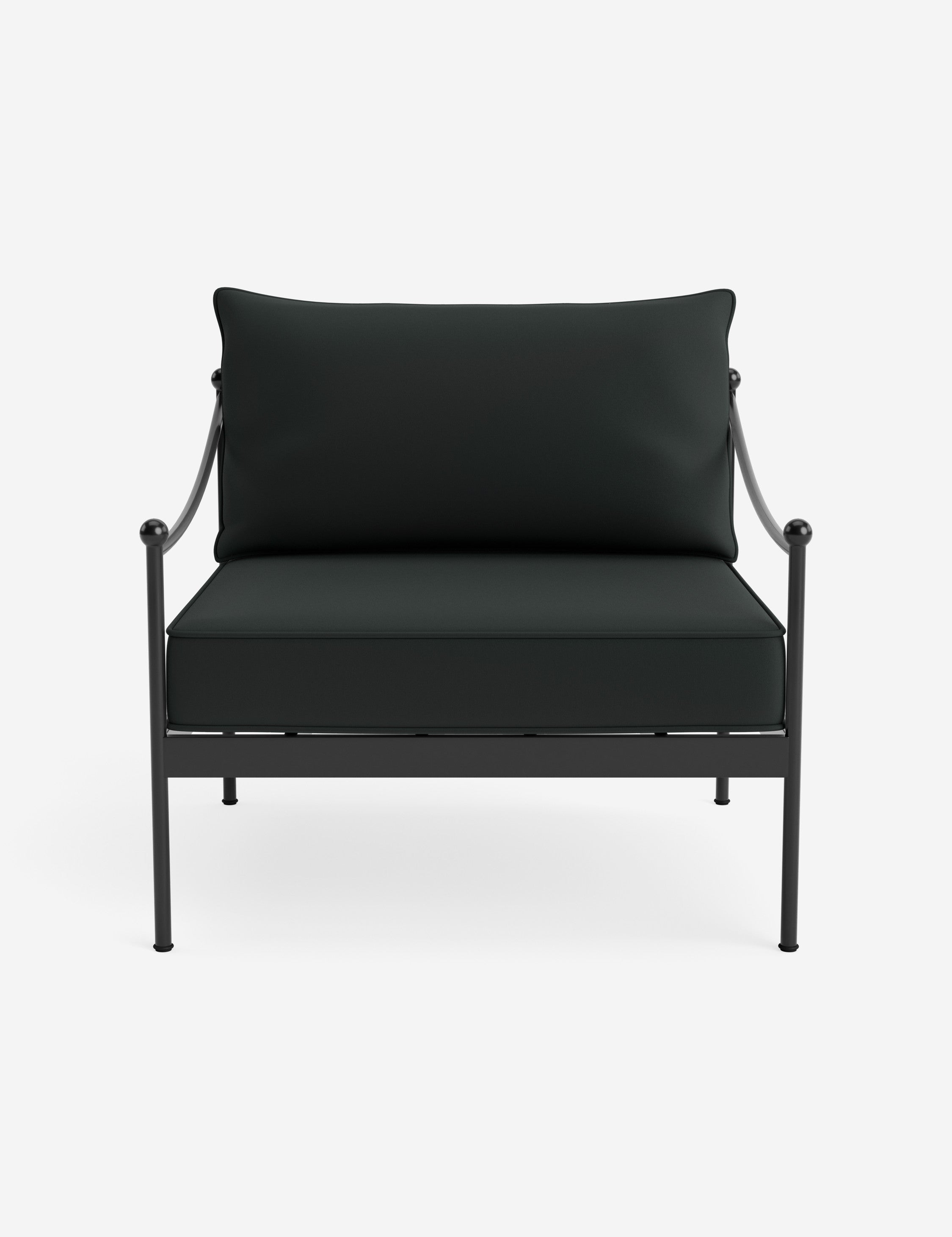 Lira Outdoor Accent Chair | Black Metal Frame, Chic Cushions