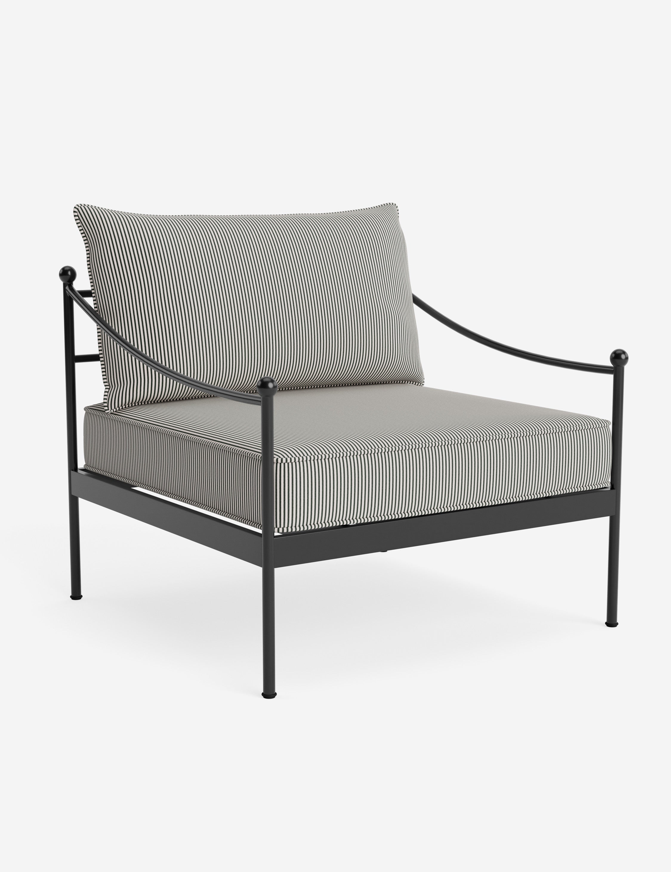 Lira Outdoor Accent Chair | Black Metal Frame, Chic Cushions