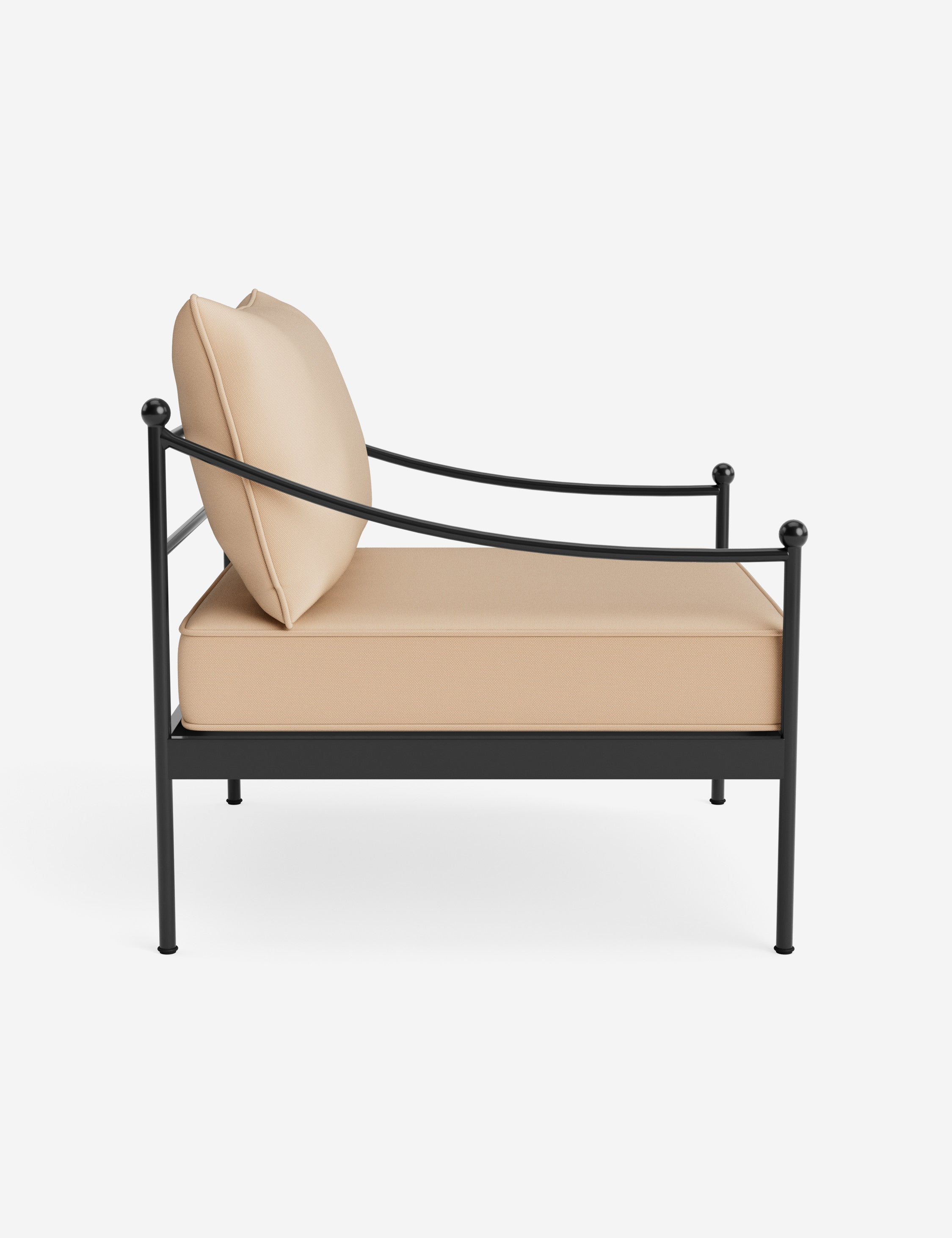 Lira Outdoor Accent Chair | Black Metal Frame, Chic Cushions