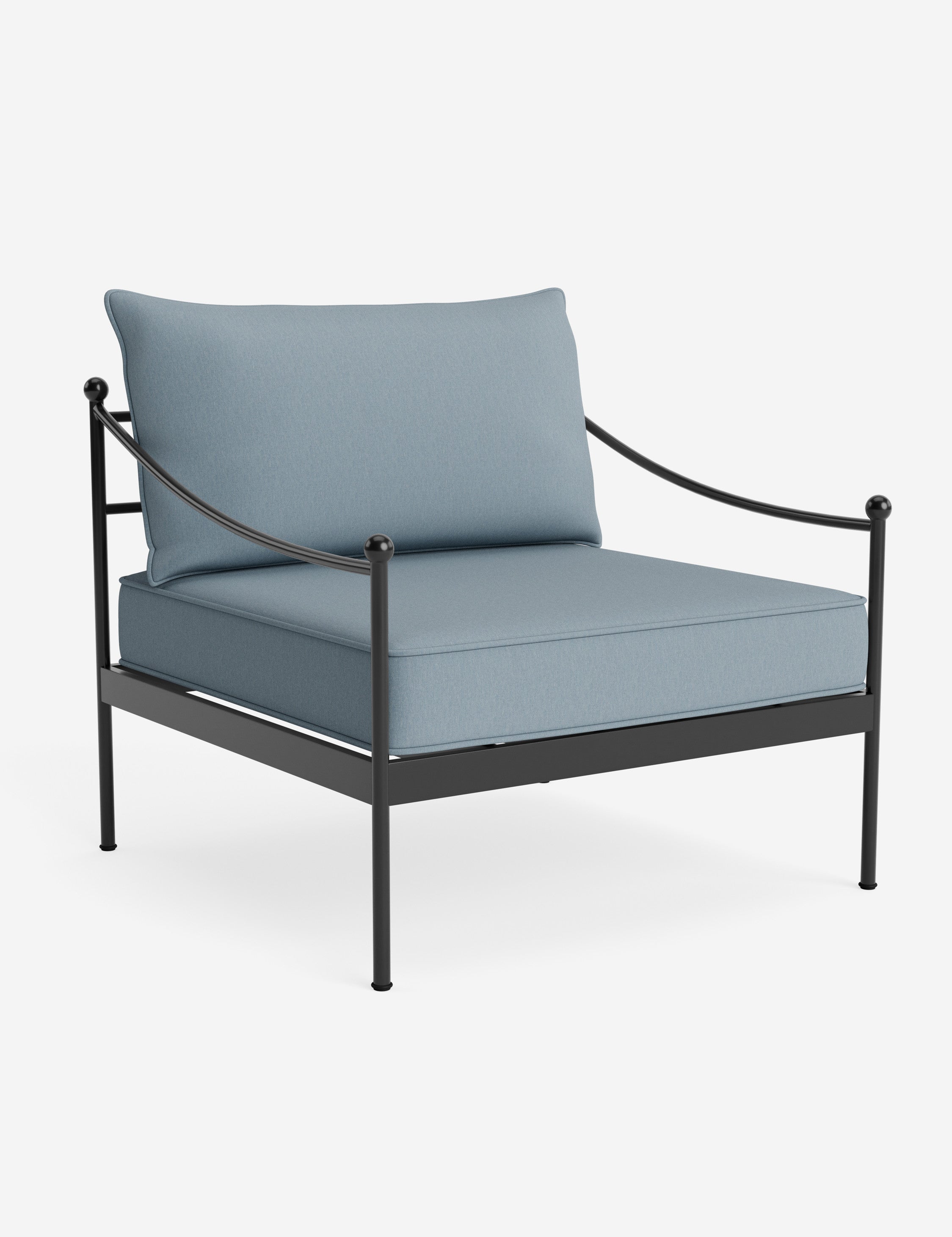 Lira Outdoor Accent Chair | Black Metal Frame, Chic Cushions