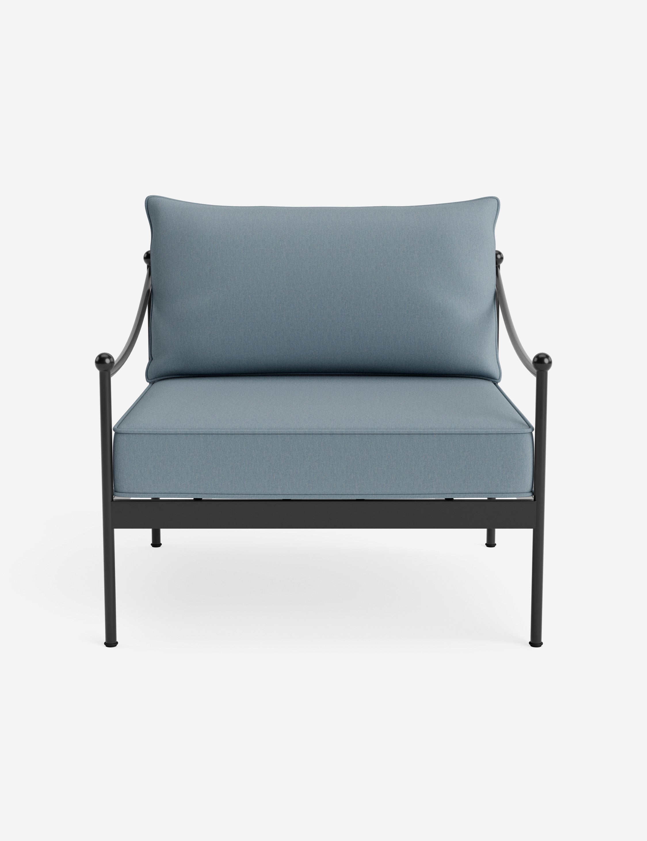 Lira Outdoor Accent Chair | Black Metal Frame, Chic Cushions