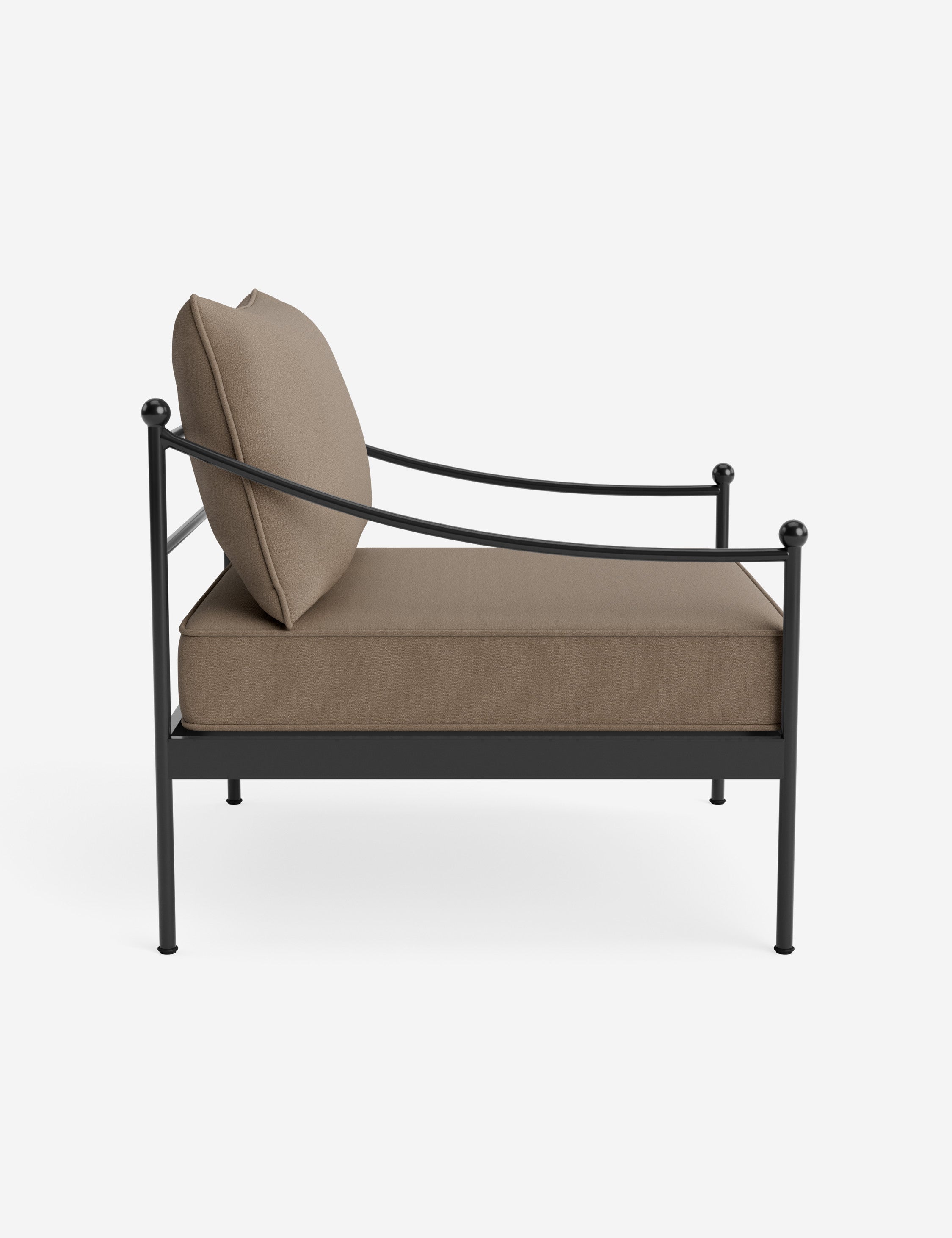 Lira Outdoor Accent Chair | Black Metal Frame, Chic Cushions