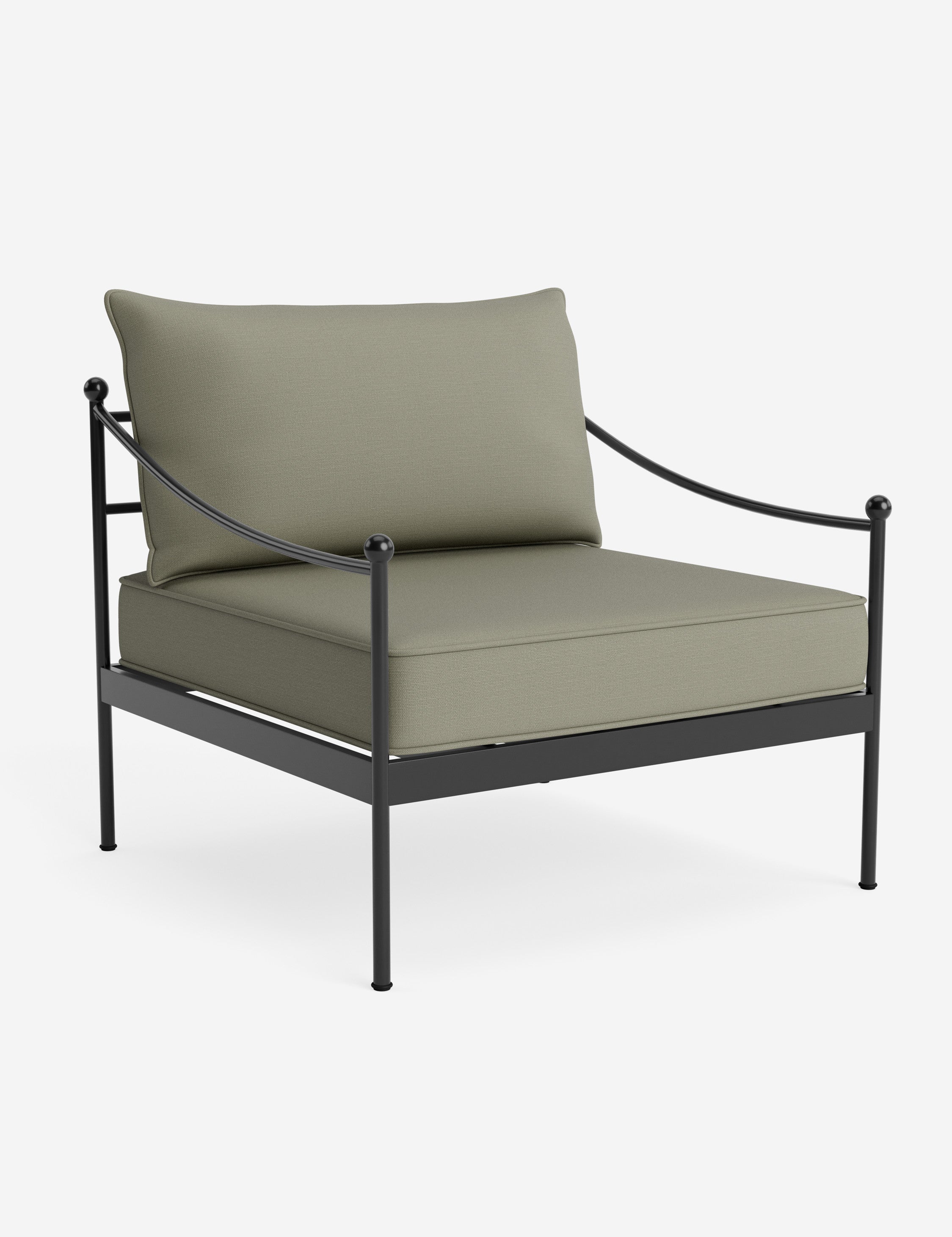 Lira Outdoor Accent Chair | Black Metal Frame, Chic Cushions