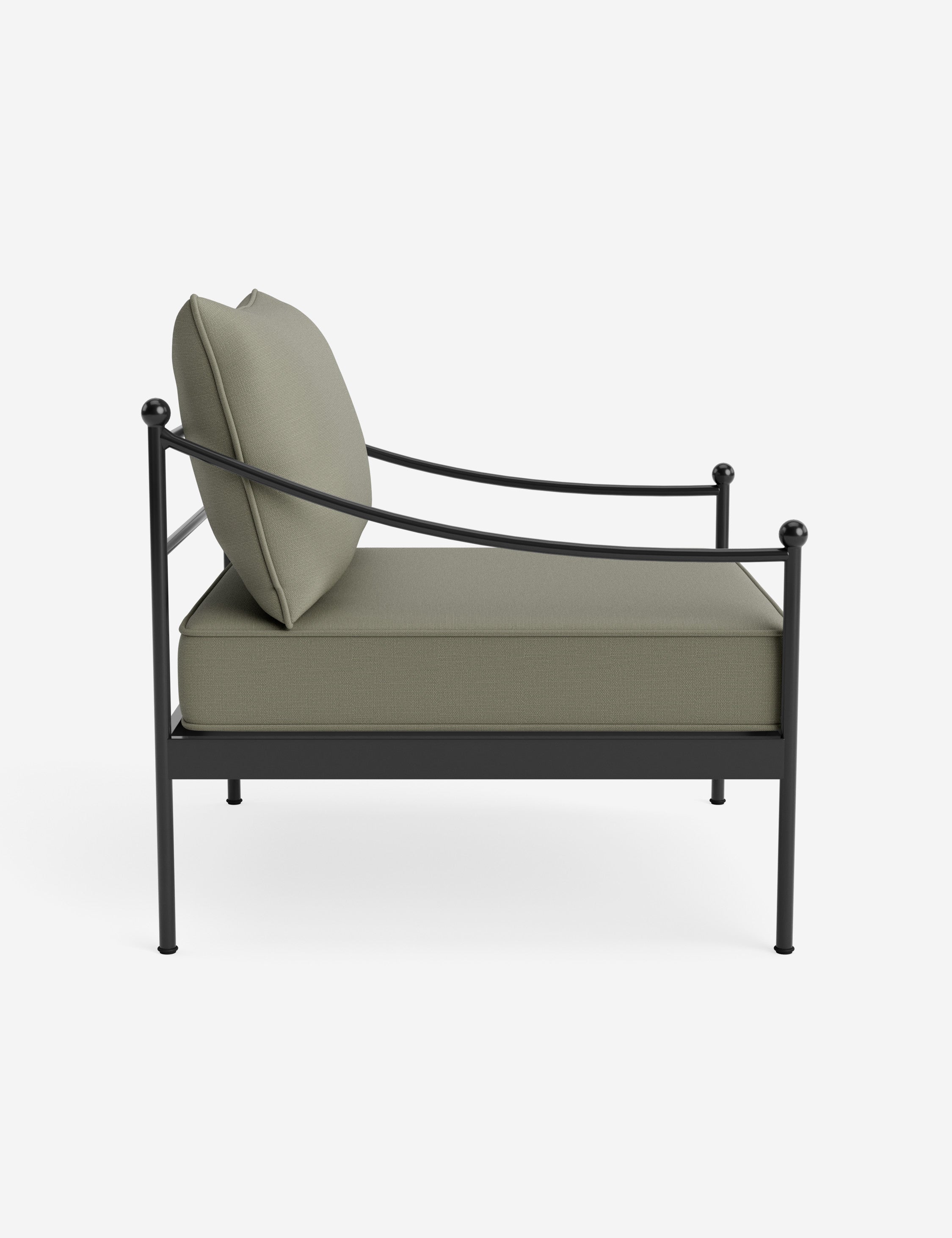 Lira Outdoor Accent Chair | Black Metal Frame, Chic Cushions