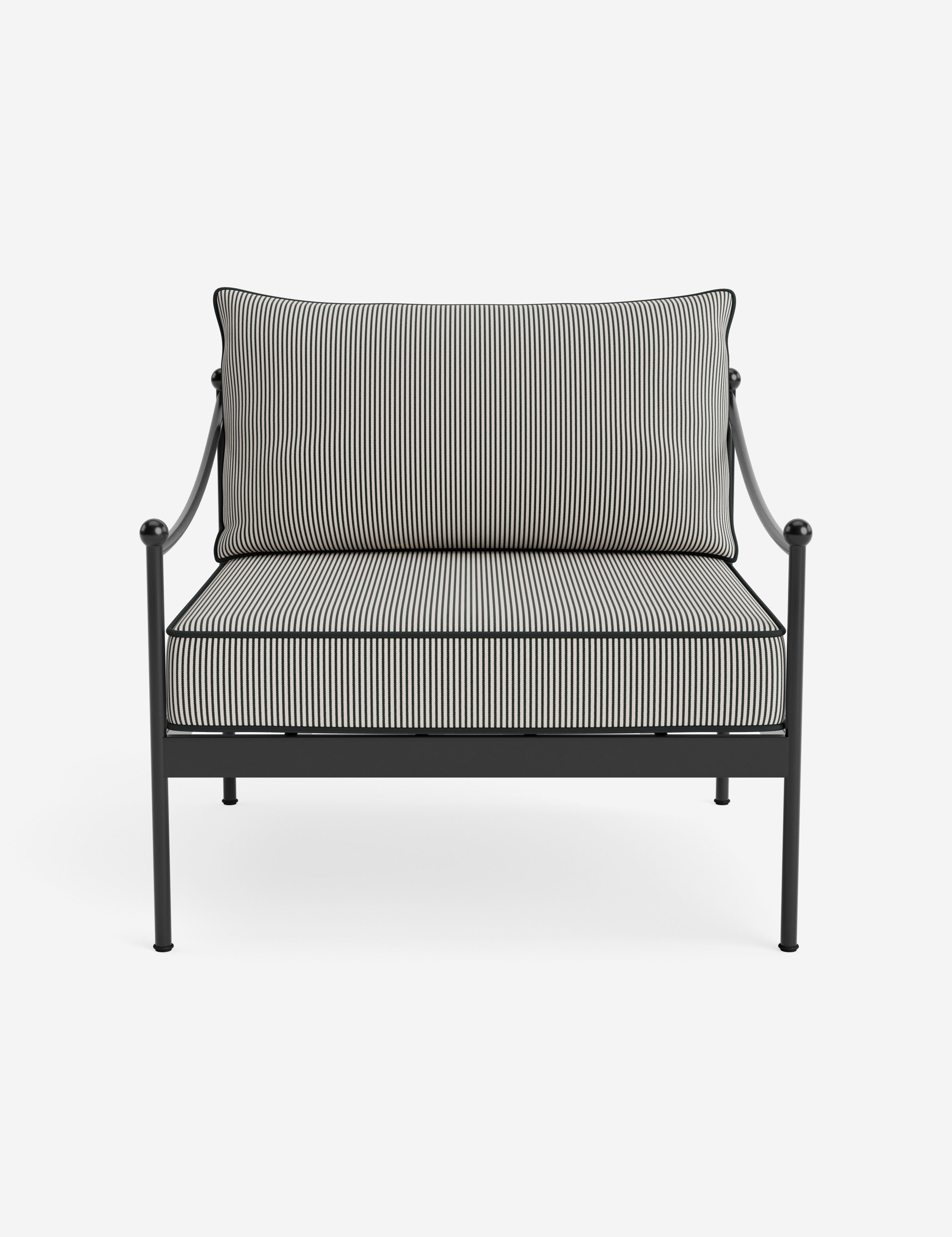 Lira Outdoor Accent Chair | Black Metal Frame, Chic Cushions