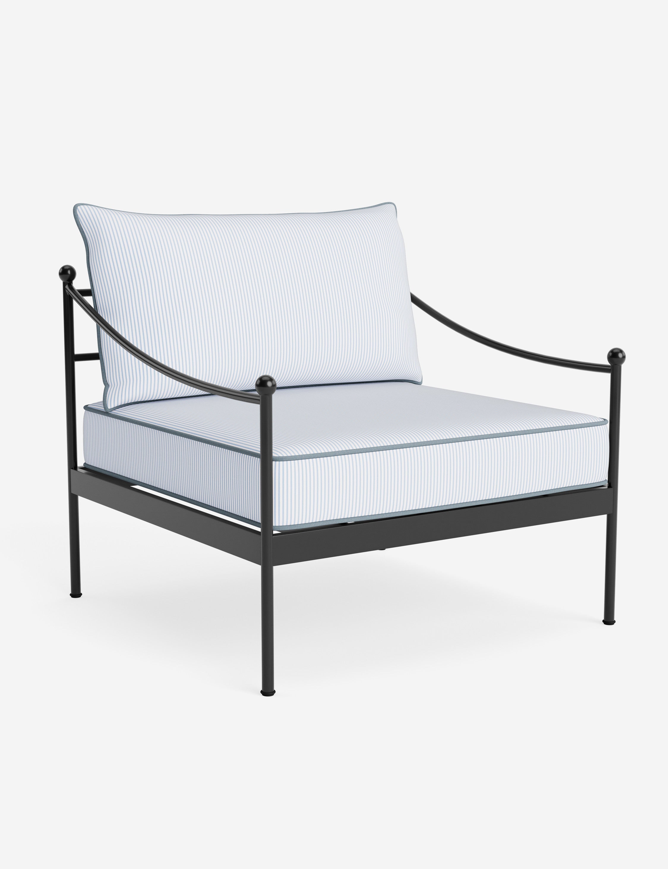 Lira Outdoor Accent Chair | Black Metal Frame, Chic Cushions