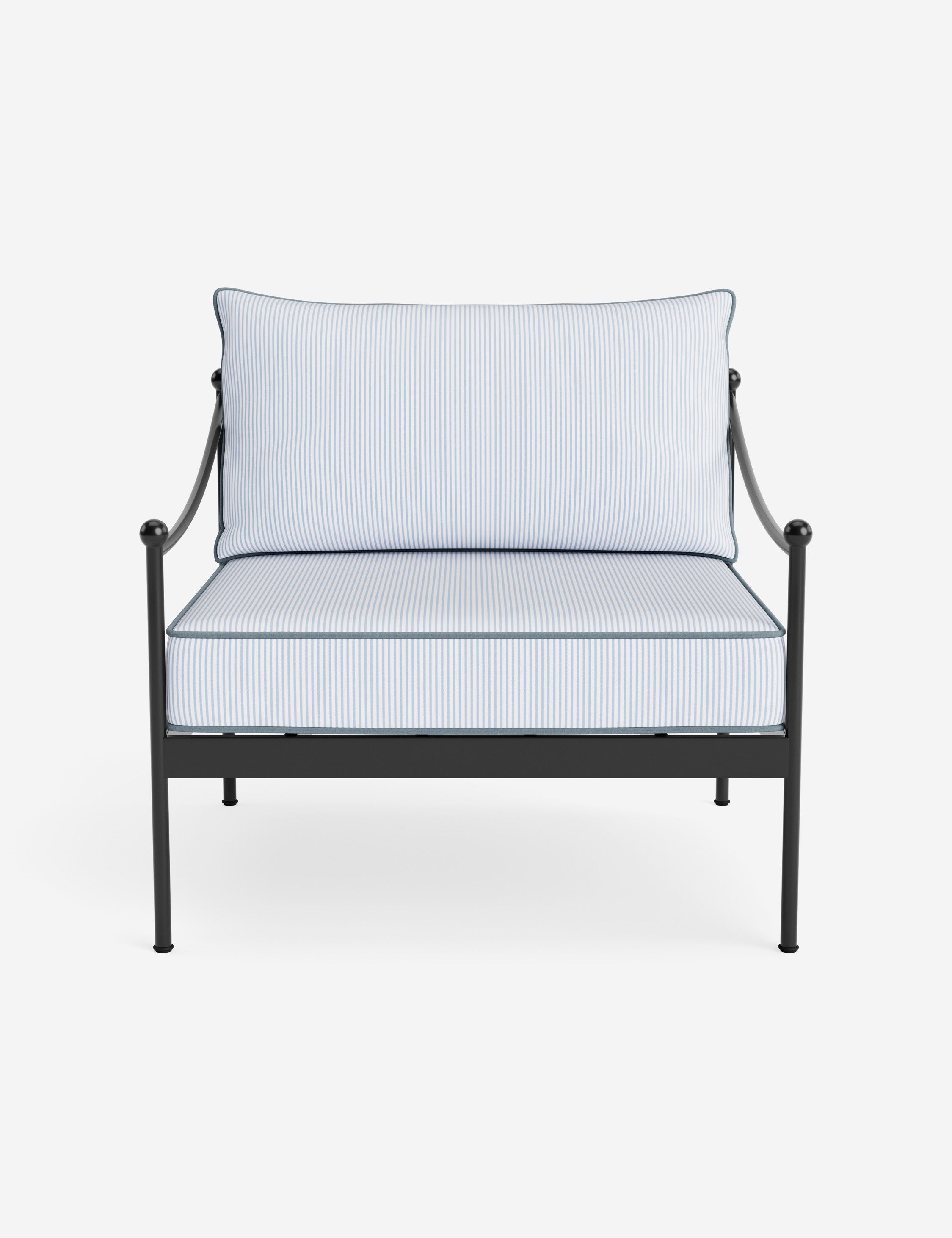 Lira Outdoor Accent Chair | Black Metal Frame, Chic Cushions