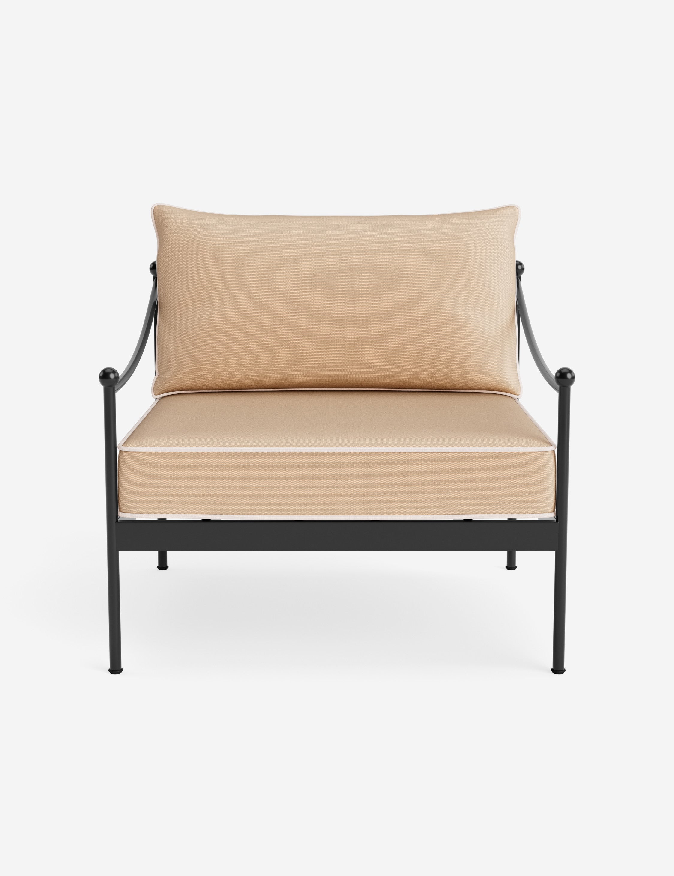 Lira Outdoor Accent Chair | Black Metal Frame, Chic Cushions