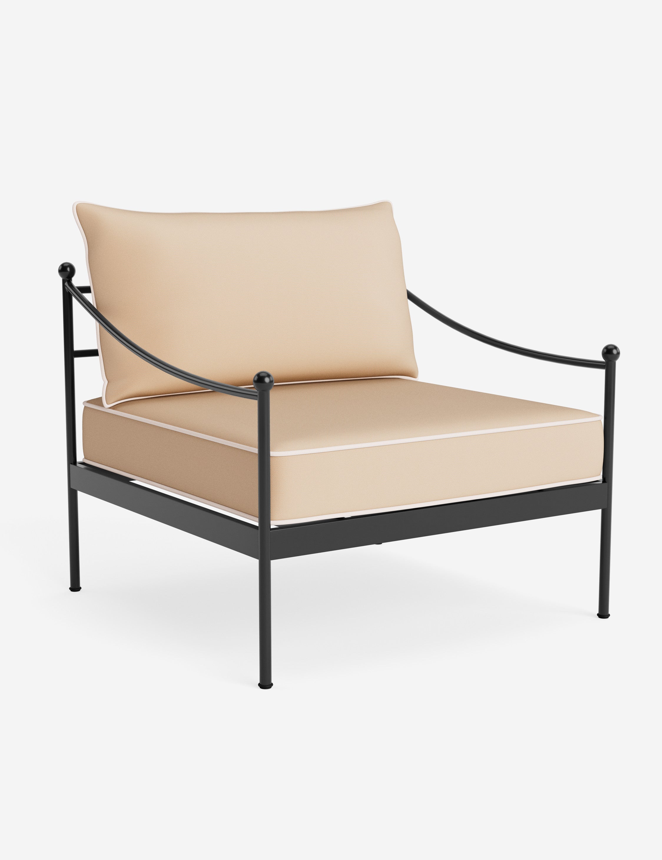 Lira Outdoor Accent Chair | Black Metal Frame, Chic Cushions