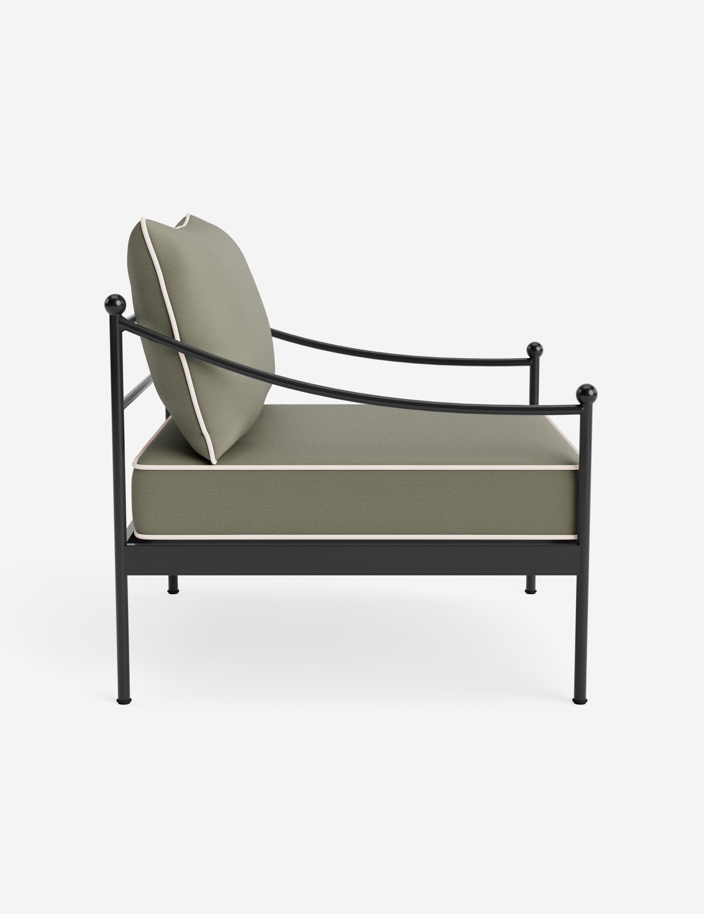 Lira Outdoor Accent Chair | Black Metal Frame, Chic Cushions